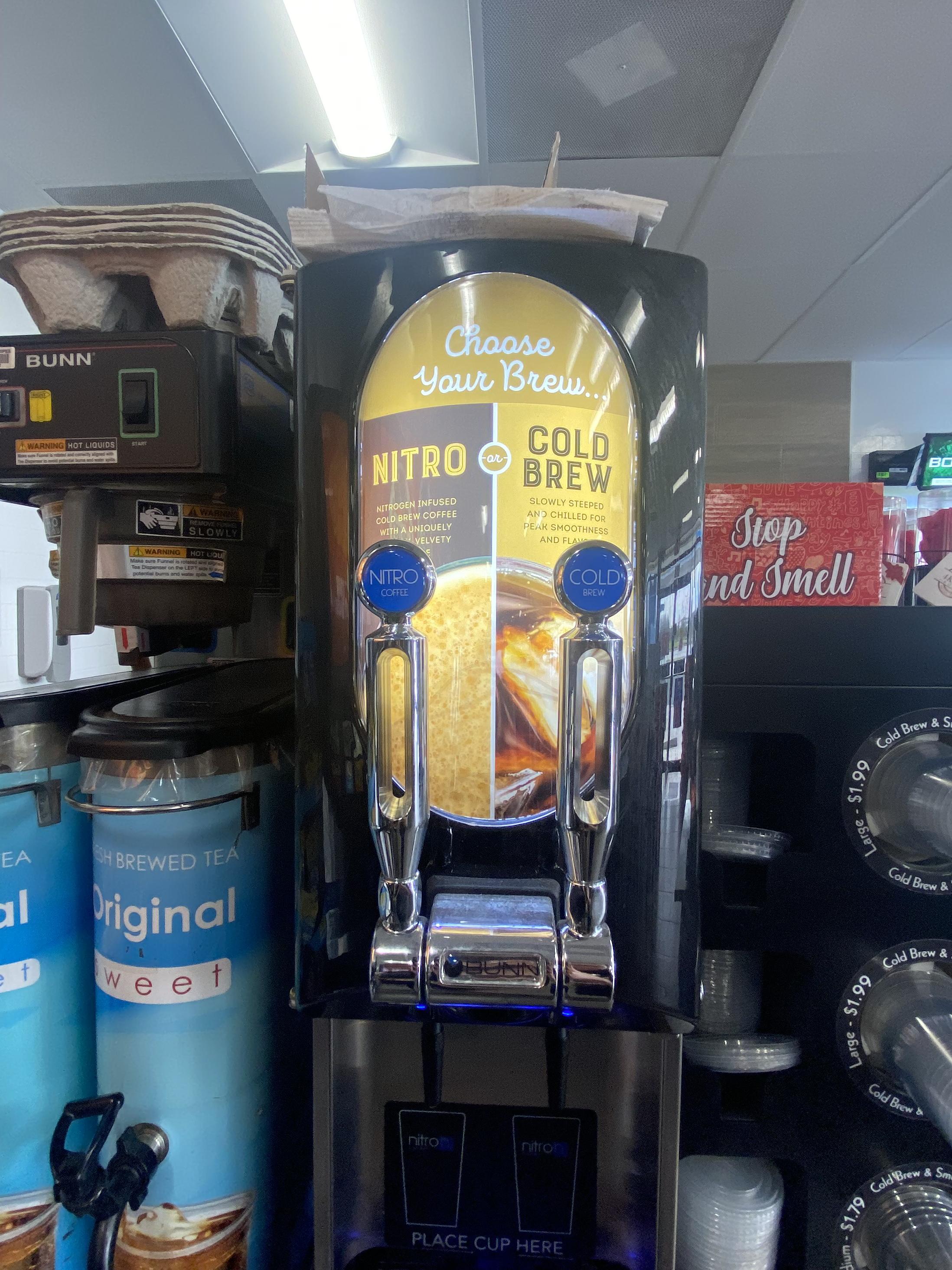 My local stripes has regular cold brew and nitro cold brew on tap and