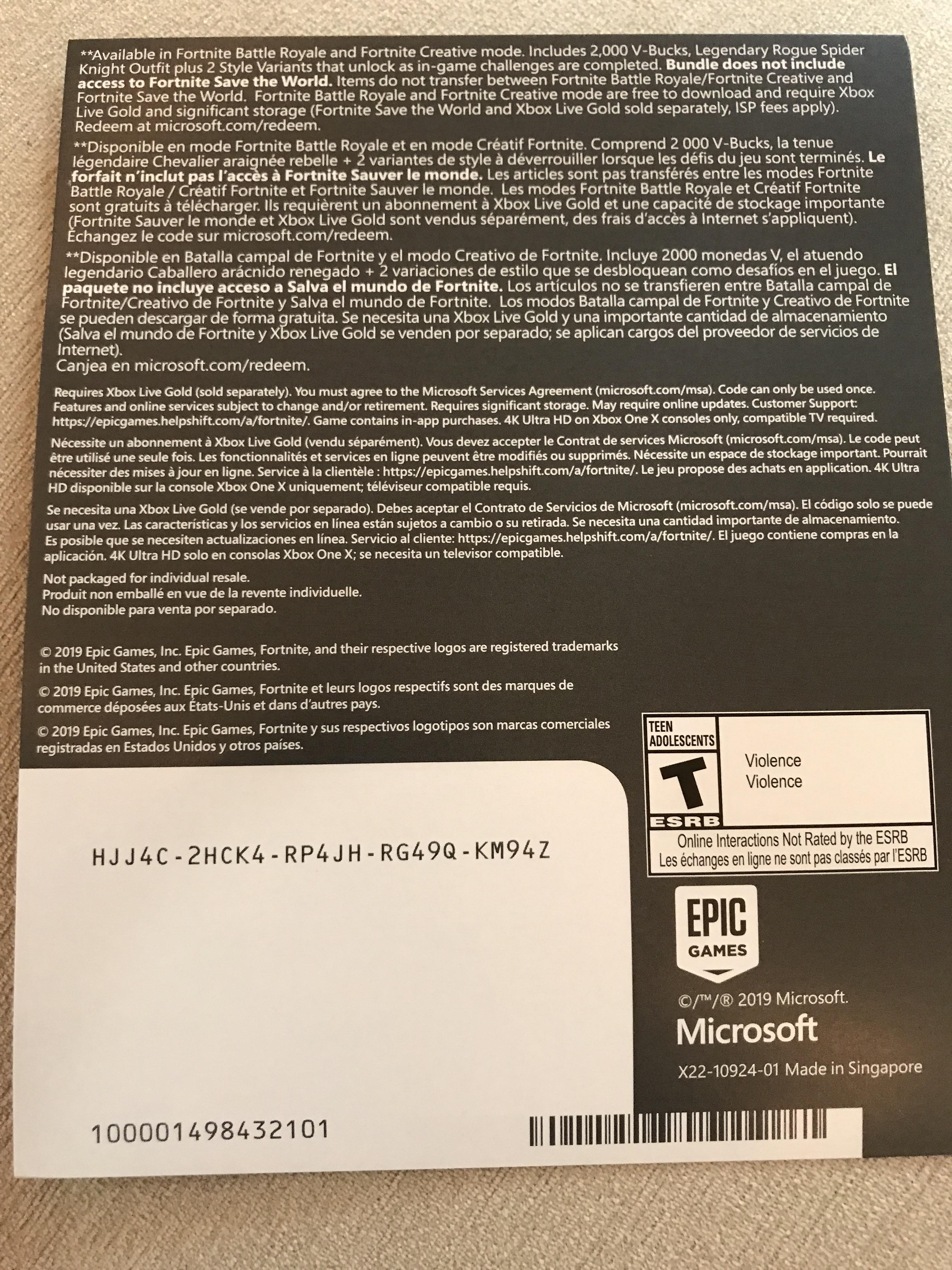 Fortnite Legendary Rogue Spider Knight Cosmetic download code xbox