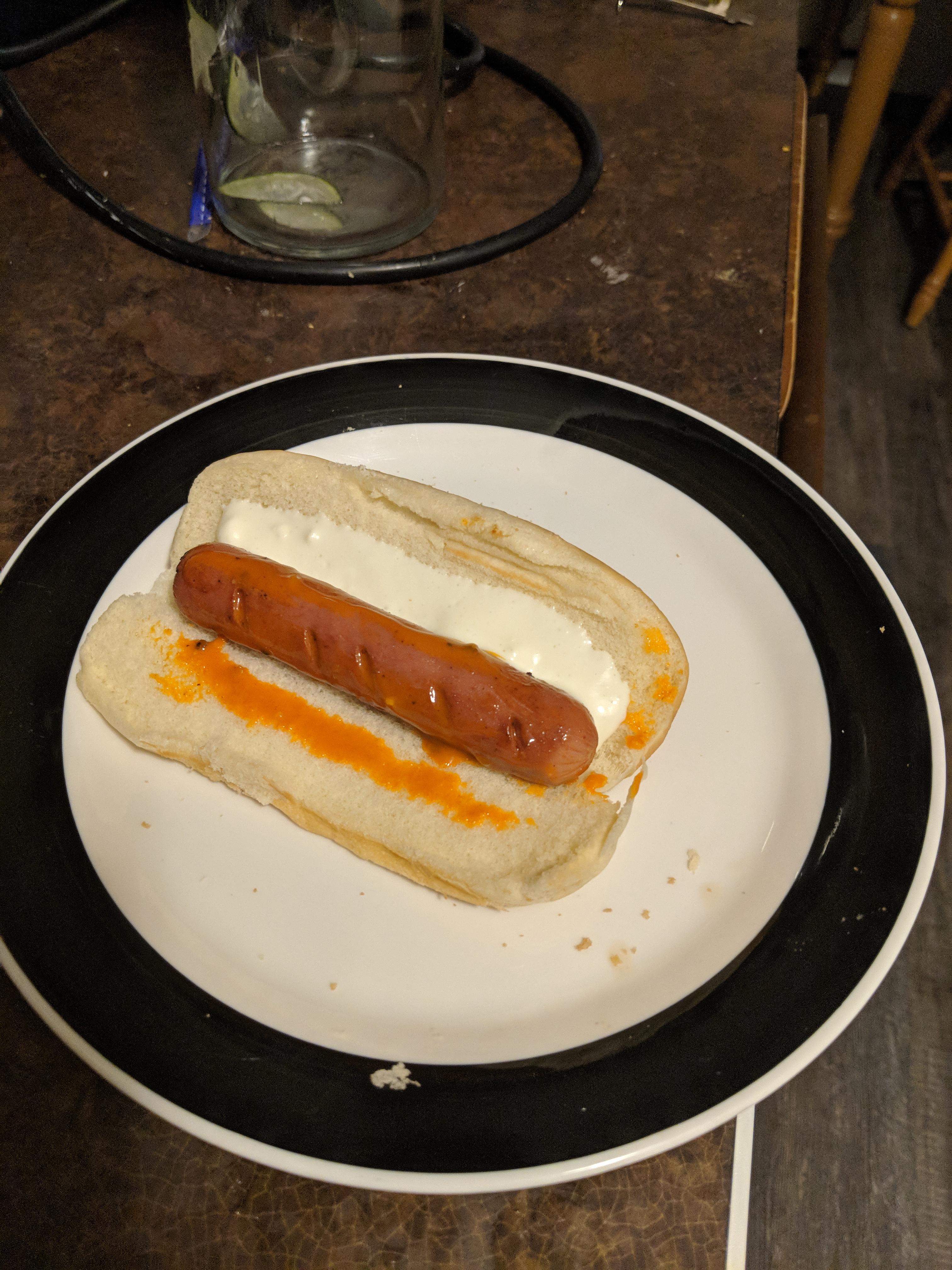Buffalo blue cheese hot dog r/shittyfoodporn