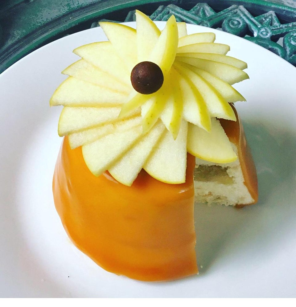 Apple Entremet with Caramel Mirror Glaze r/pastry