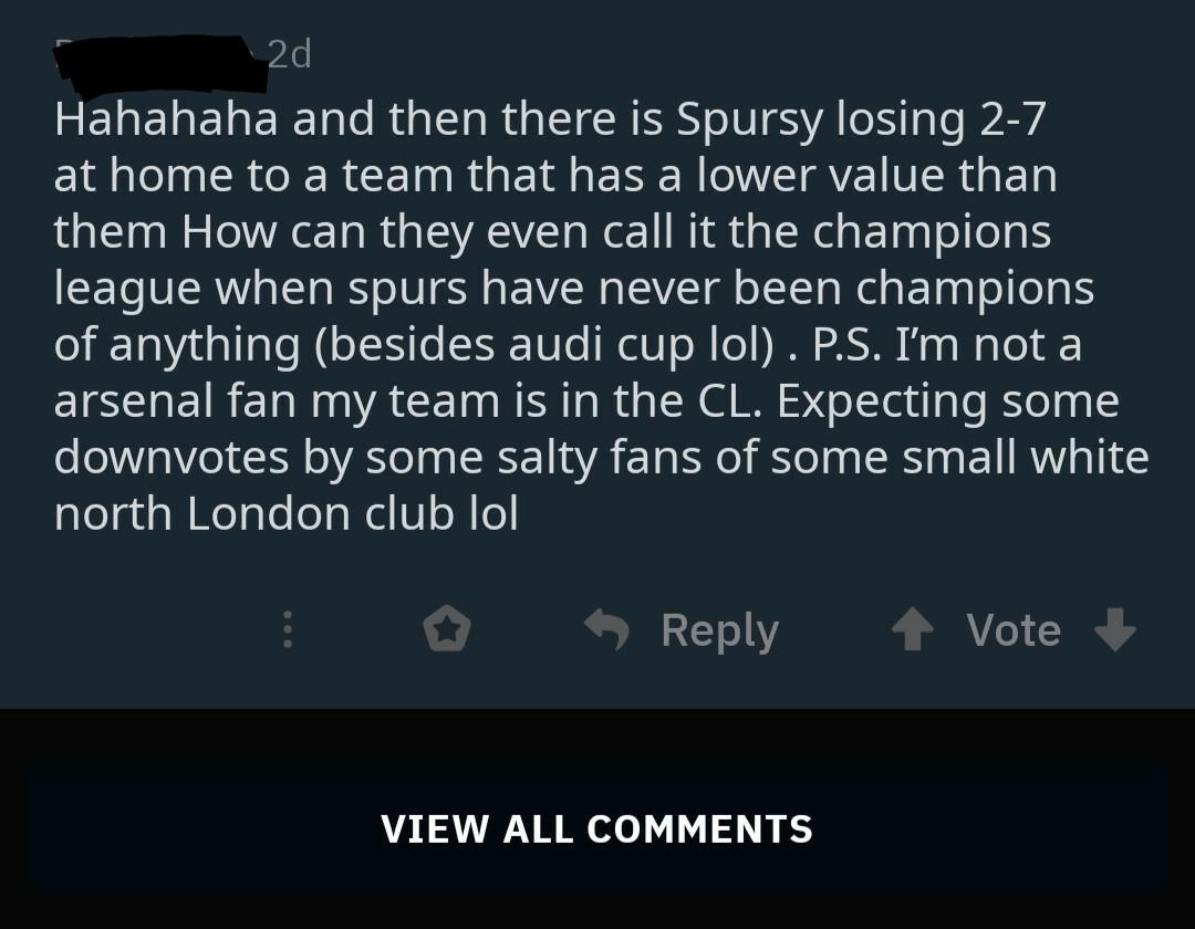 Haha why do the North London Whites even exist? My soccer franchise