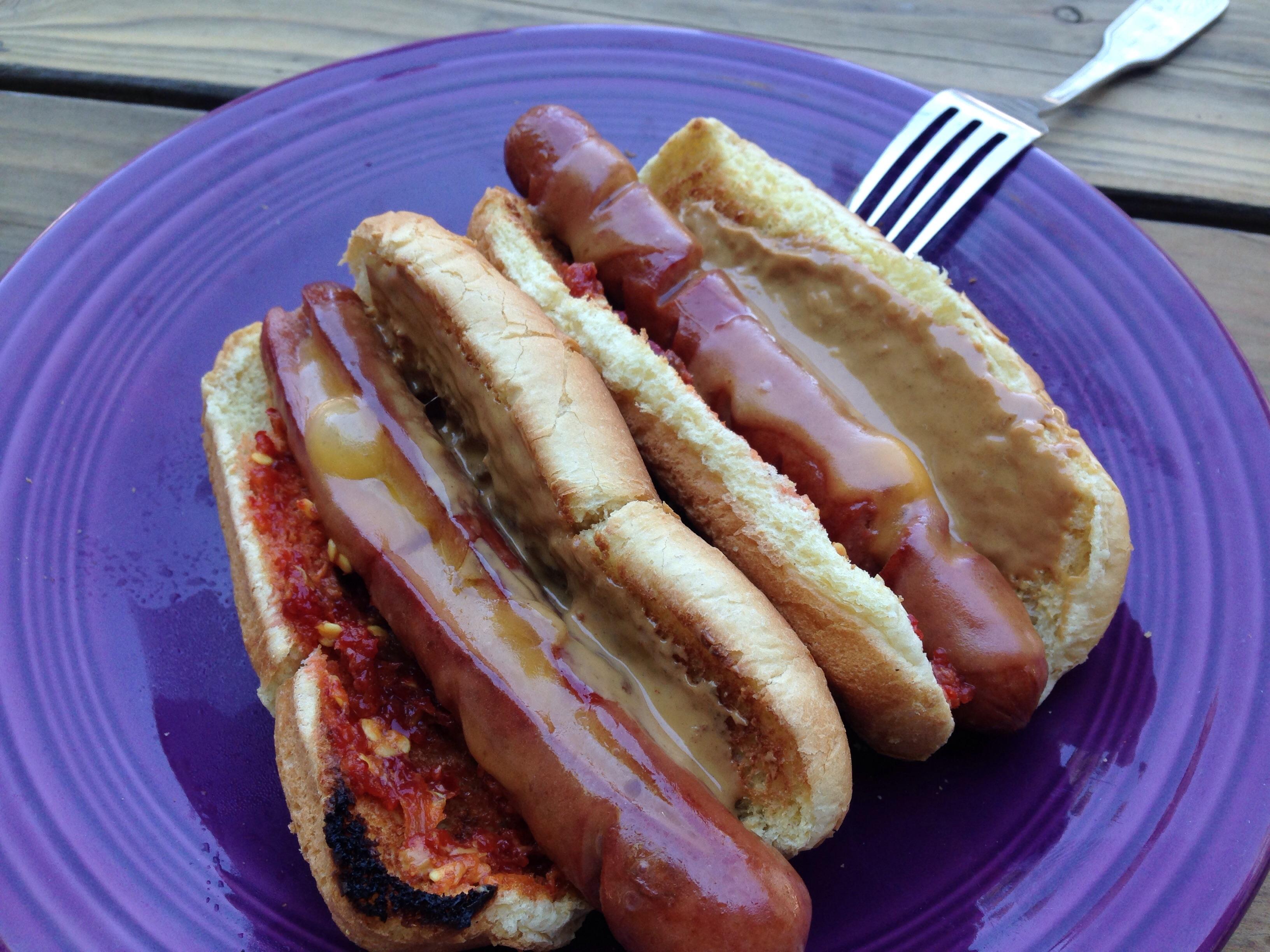 Sriracha chili sauce, peanut butter and a hotdog. r/shittyfoodporn