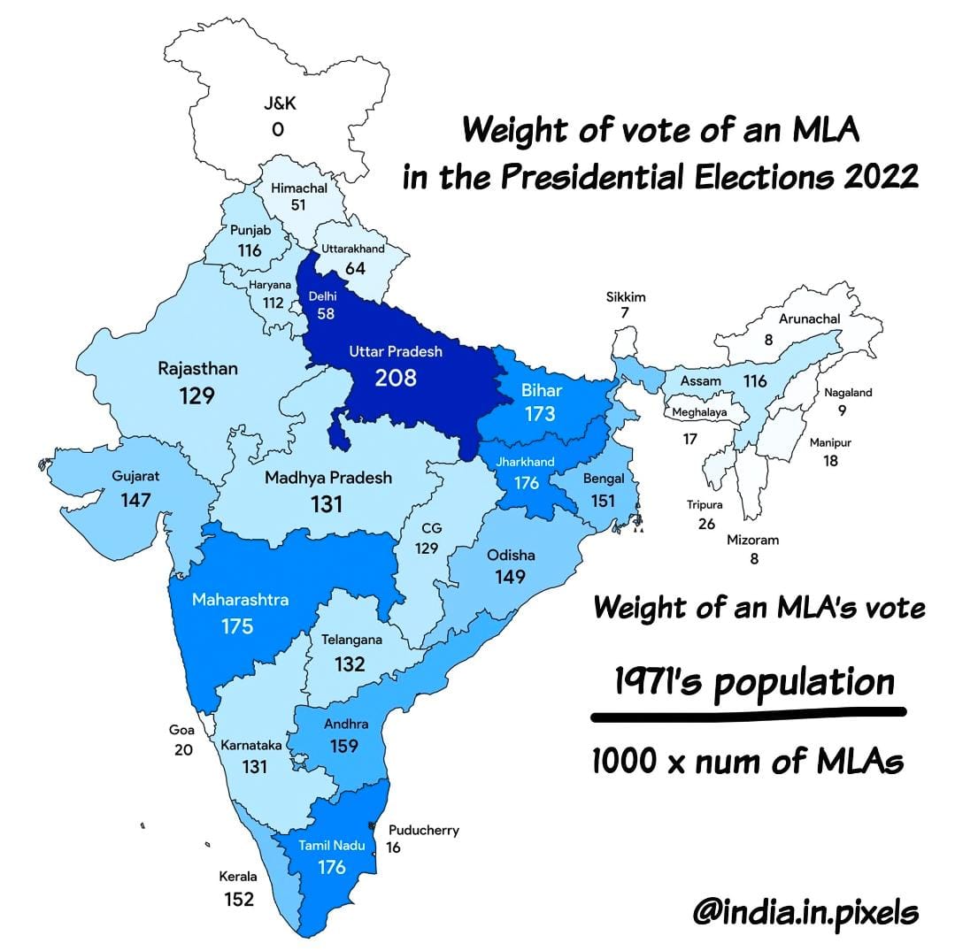 Weight of vote of an MLA in the presidential Election IndiaSpeaks