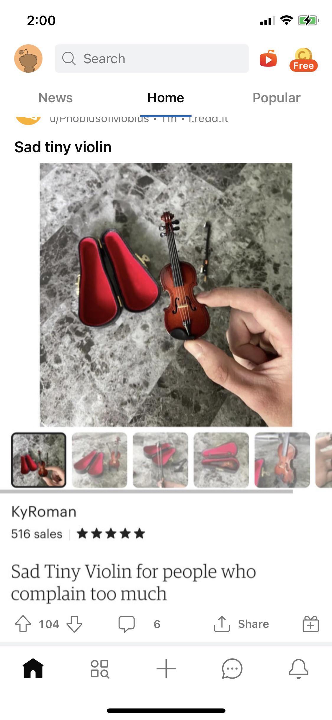 Tiny sad violin for ppl who complain too much 😂 AJR