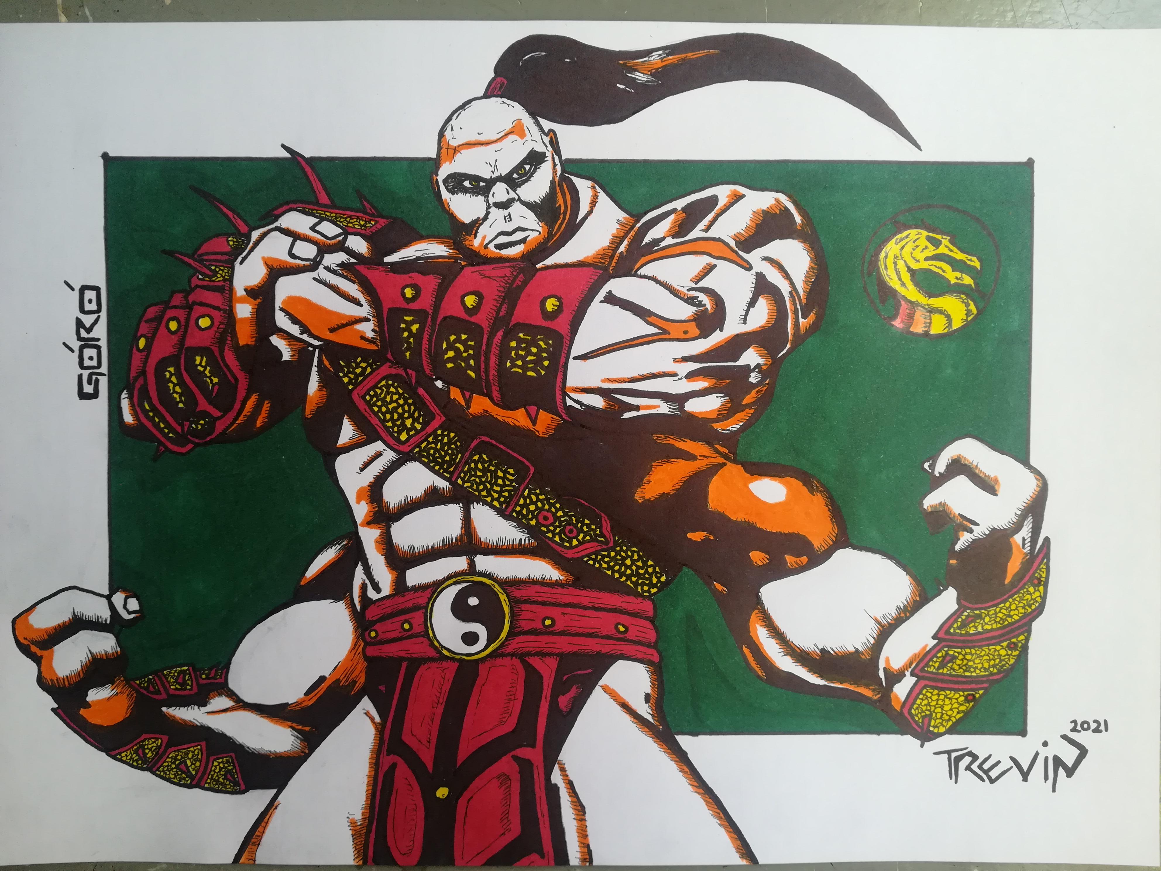 Goro Fan Art. (Mortal Kombat 9) r/drawing