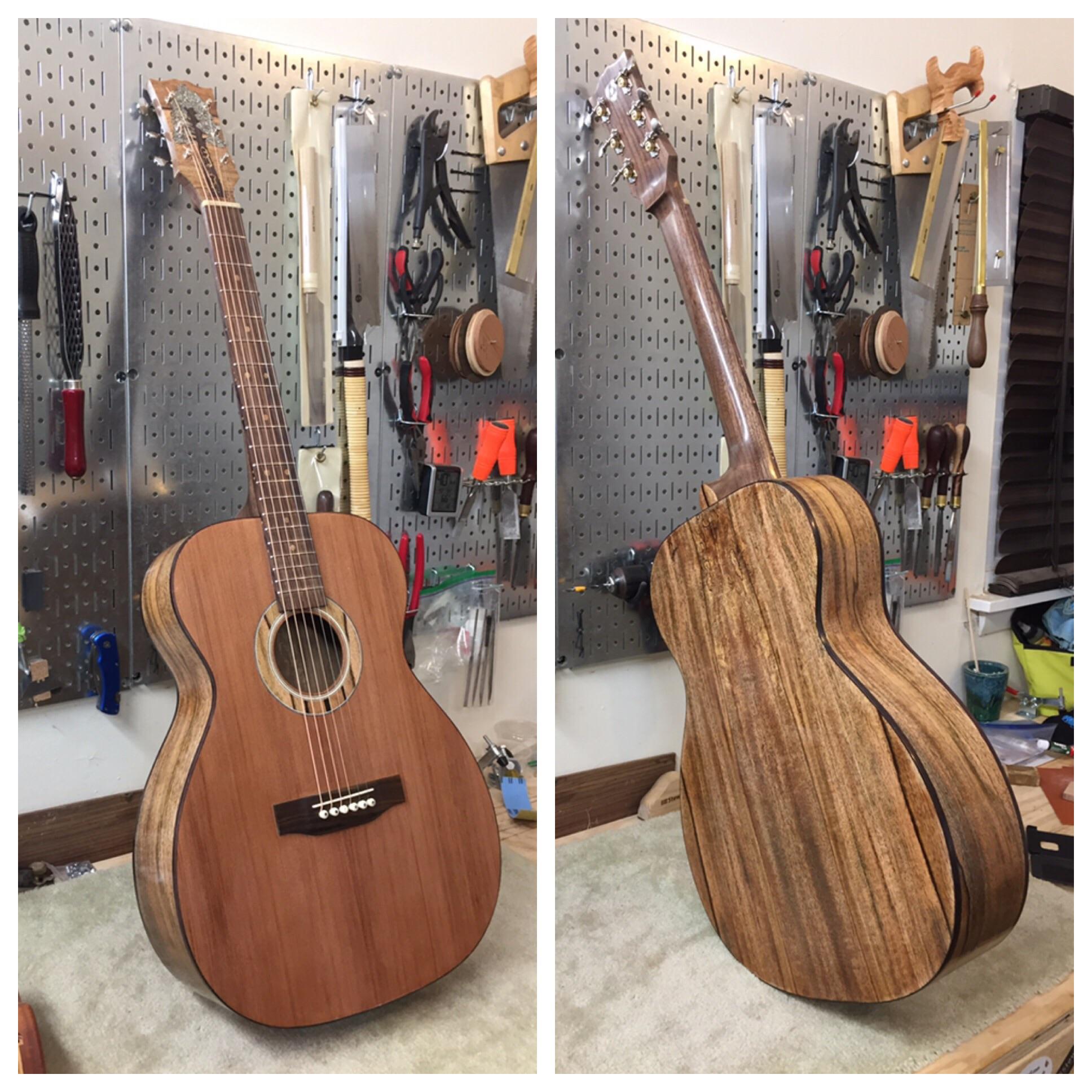 The latest completed guitar Mango back and sides, redwood top, walnut