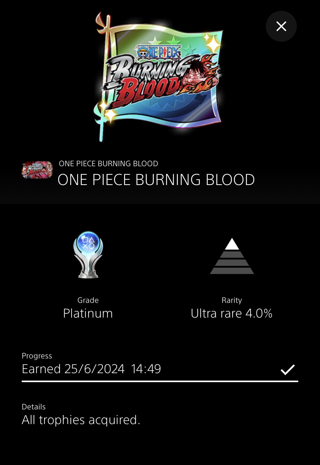 [One piece burning blood] platinum 29 r/Trophies