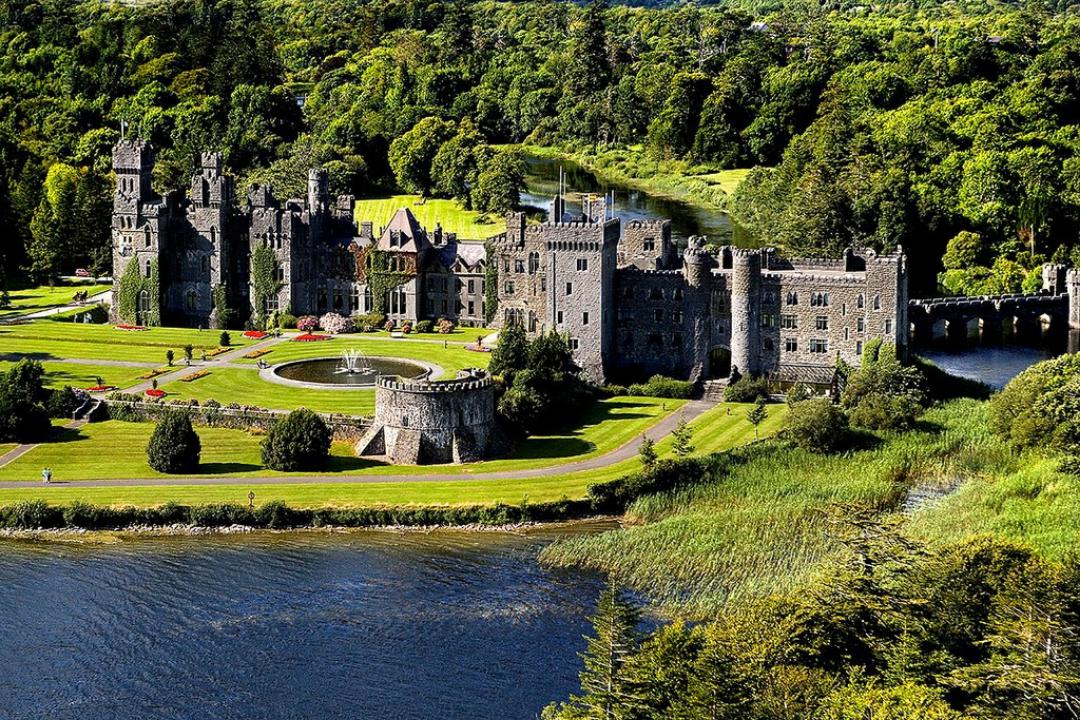 The 13th century Ashford Castle on the shores of Lough Corrib, Cong