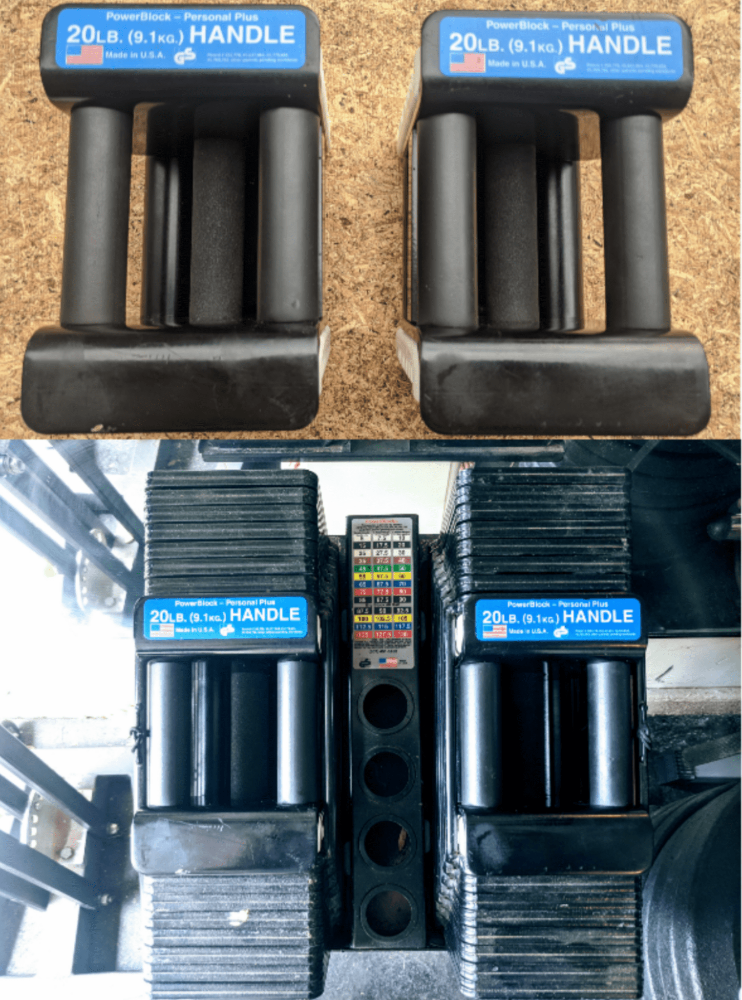 Scored these 20lb PowerBlock handles for 35. Expanded my 590lbs to
