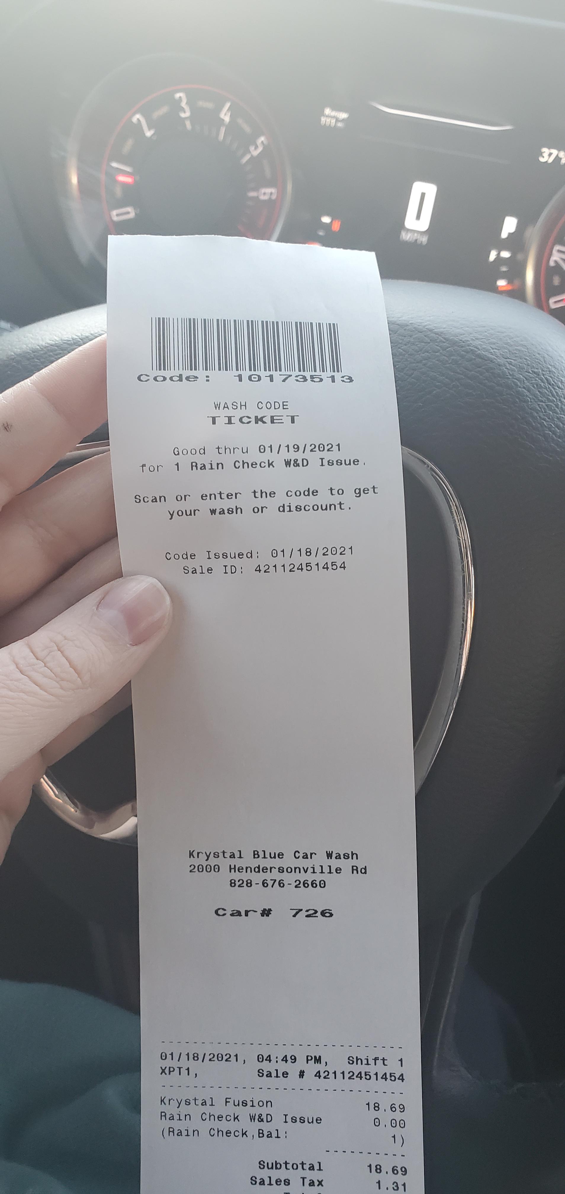 Local car wash gives a free rain check voucher r/mildlyinteresting
