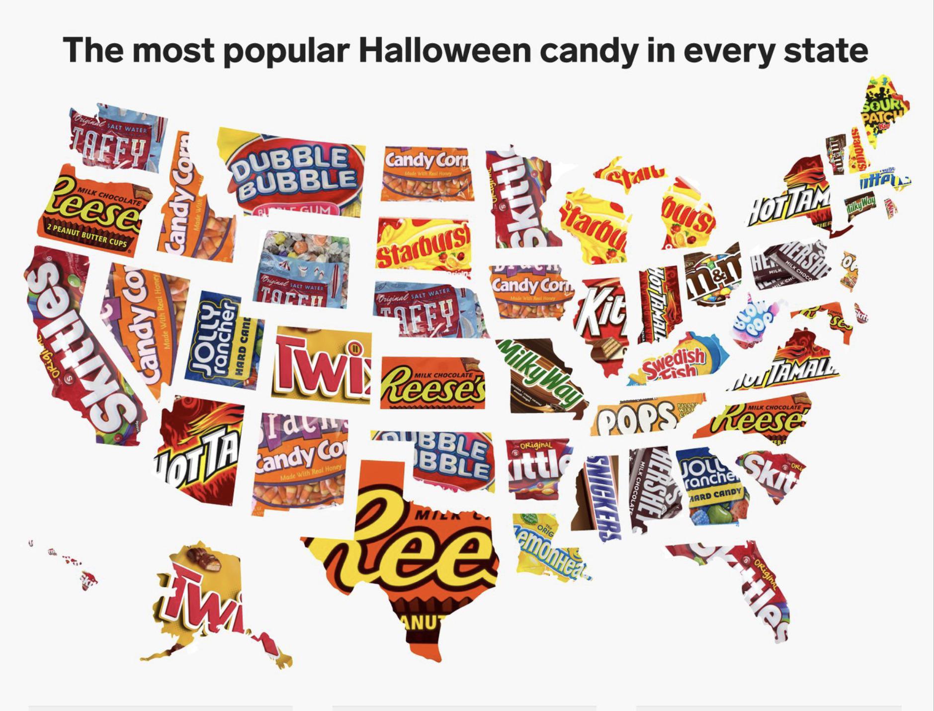The Most Popular Halloween Candy In Every State r/OurSecretLibrary