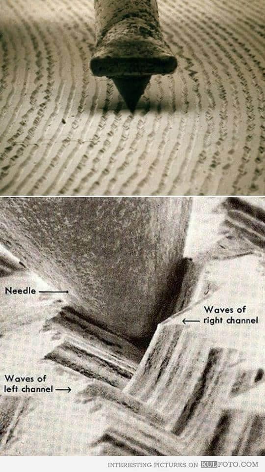 Vinyl record under an electron microscope x1000 r/Damnthatsinteresting