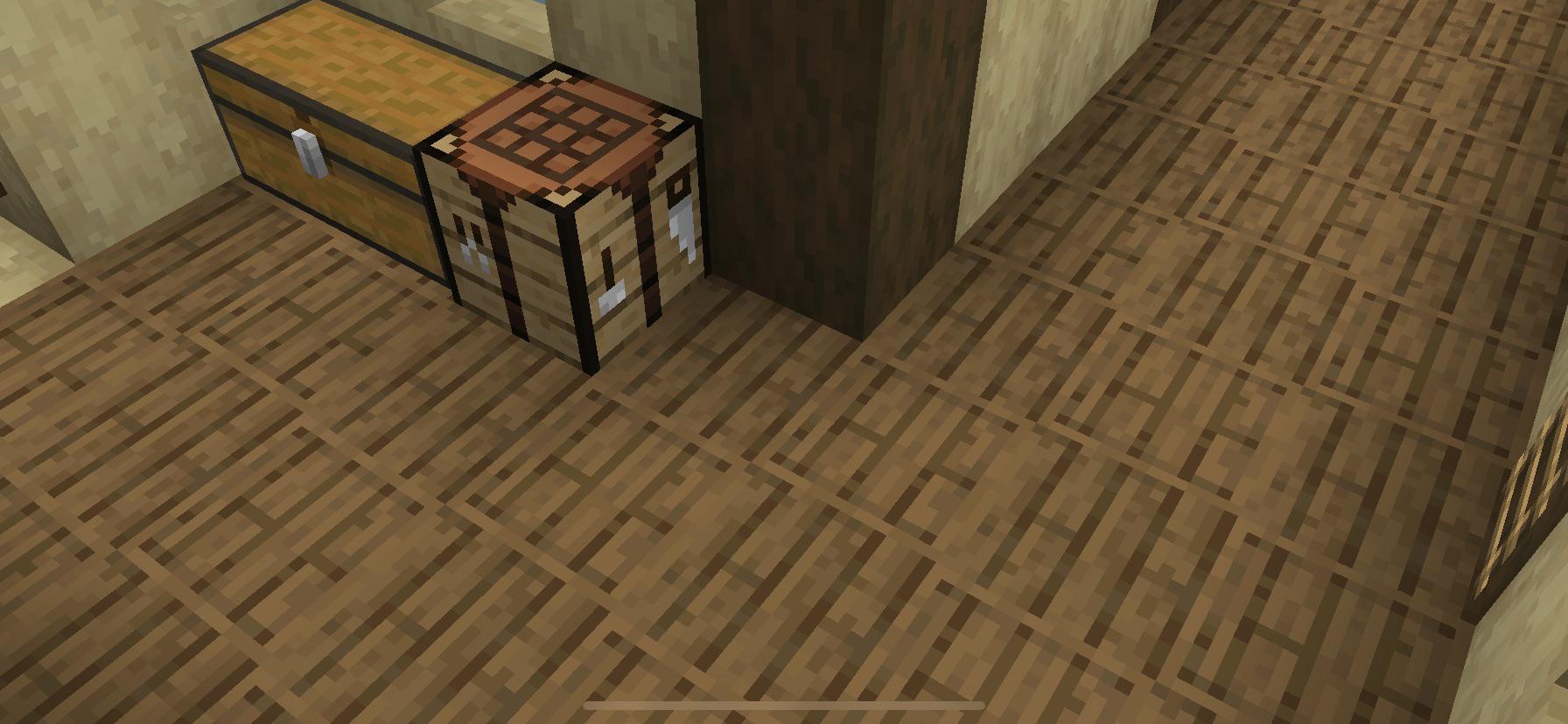 The bottom of barrels and spruce planks make a more interesting floor