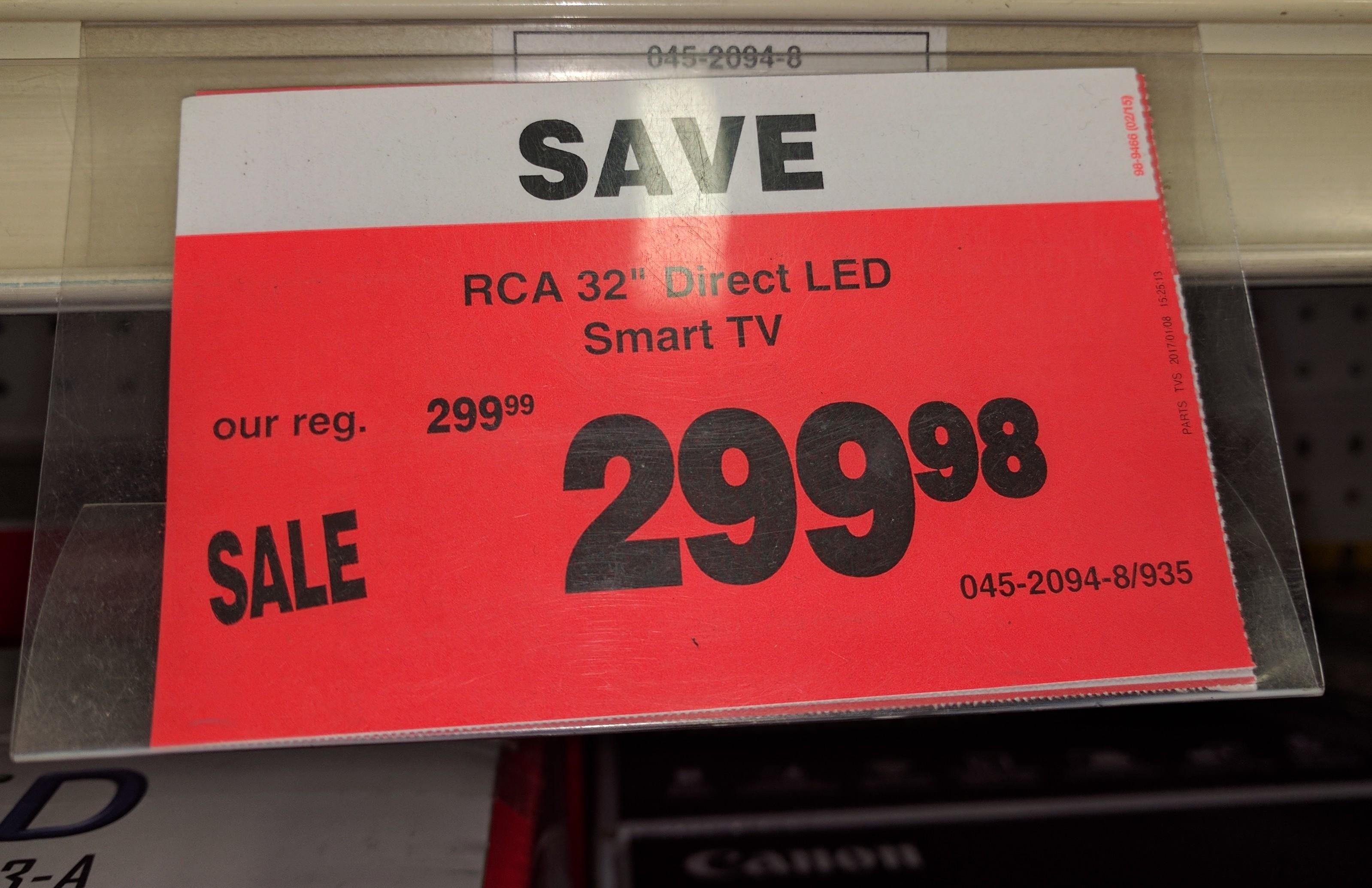 Excellent sale price on 32" smart TV at Canadian Tire.... r/funnysigns