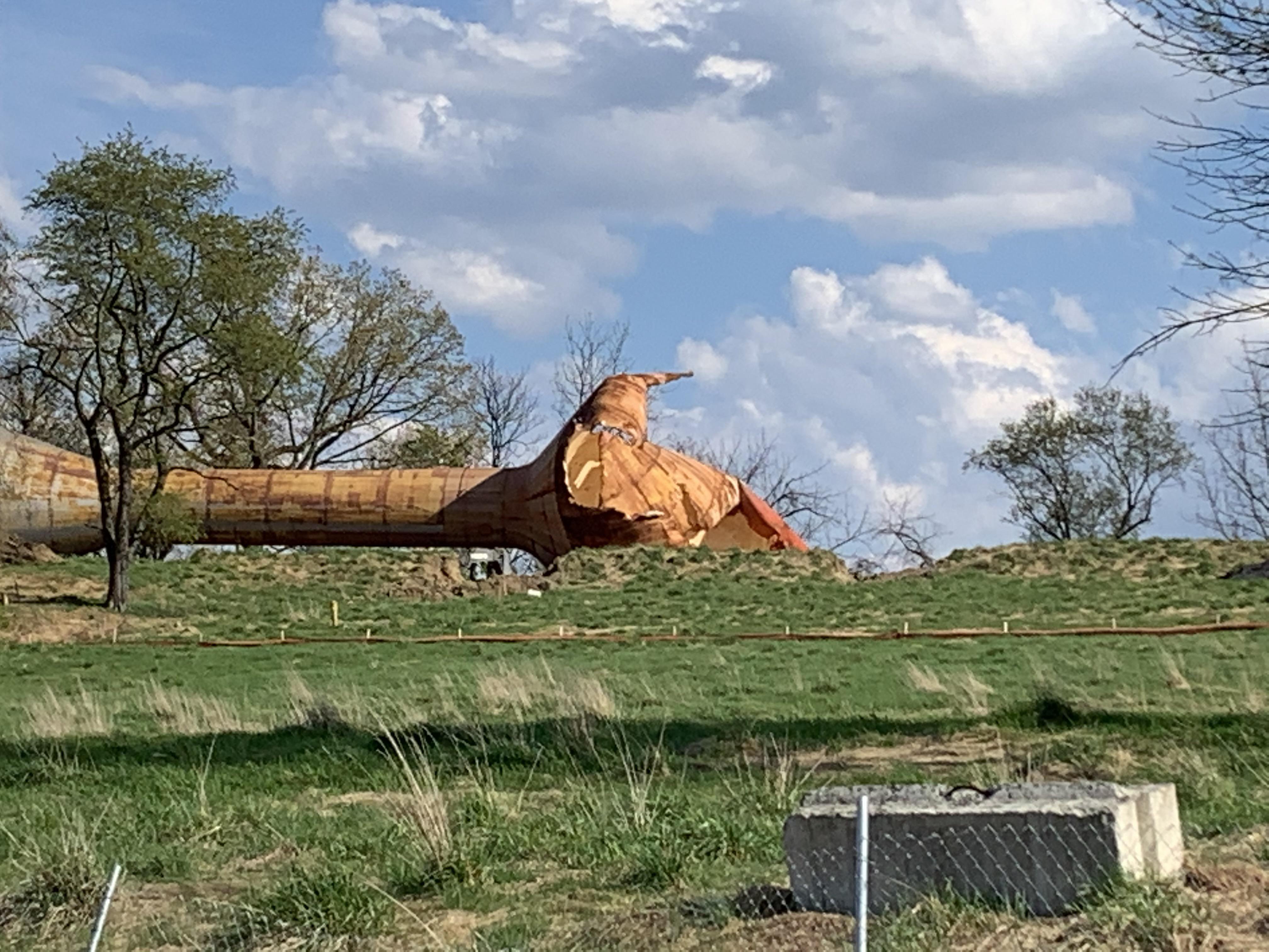 A follow up photo of the water tower that was taken down at the former
