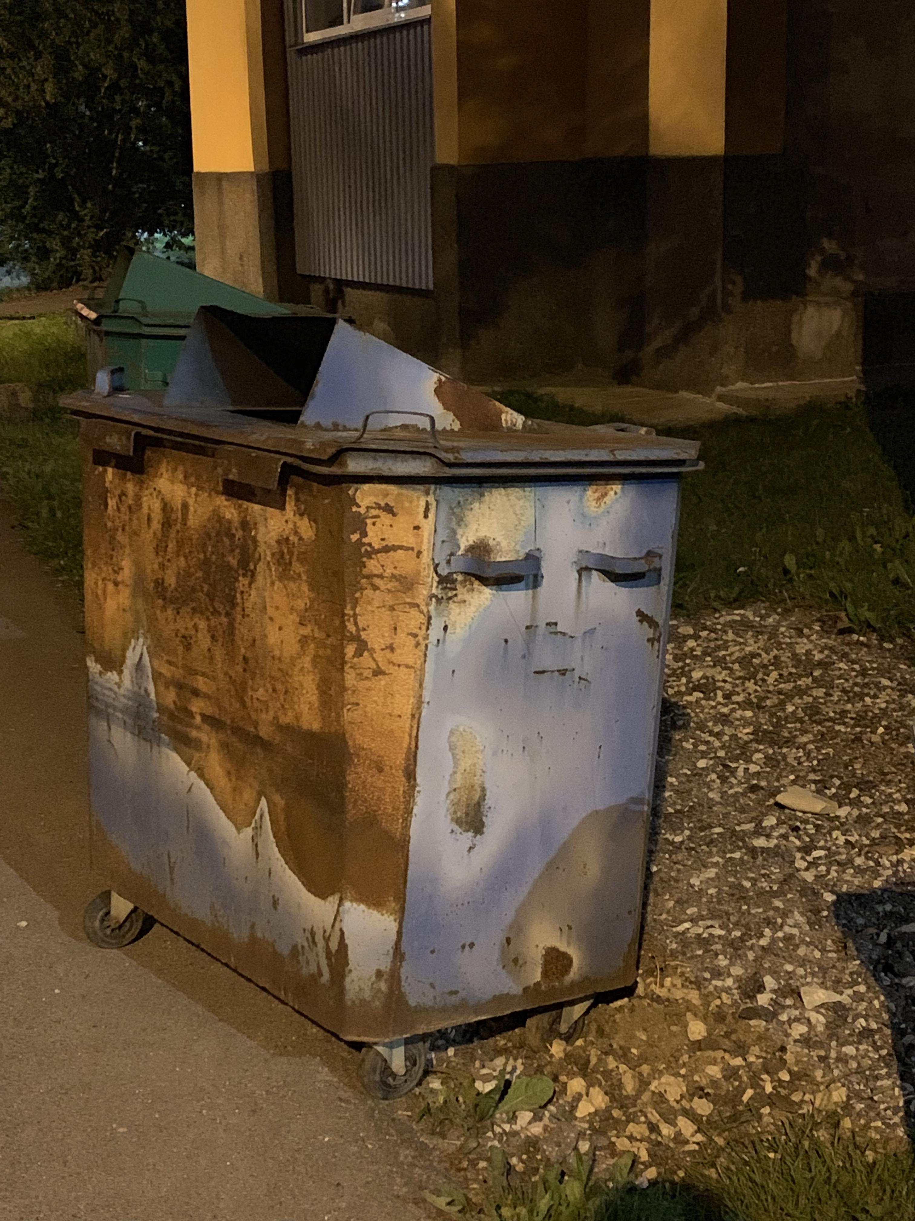 The saddest rubbish container in the world. r/Pareidolia