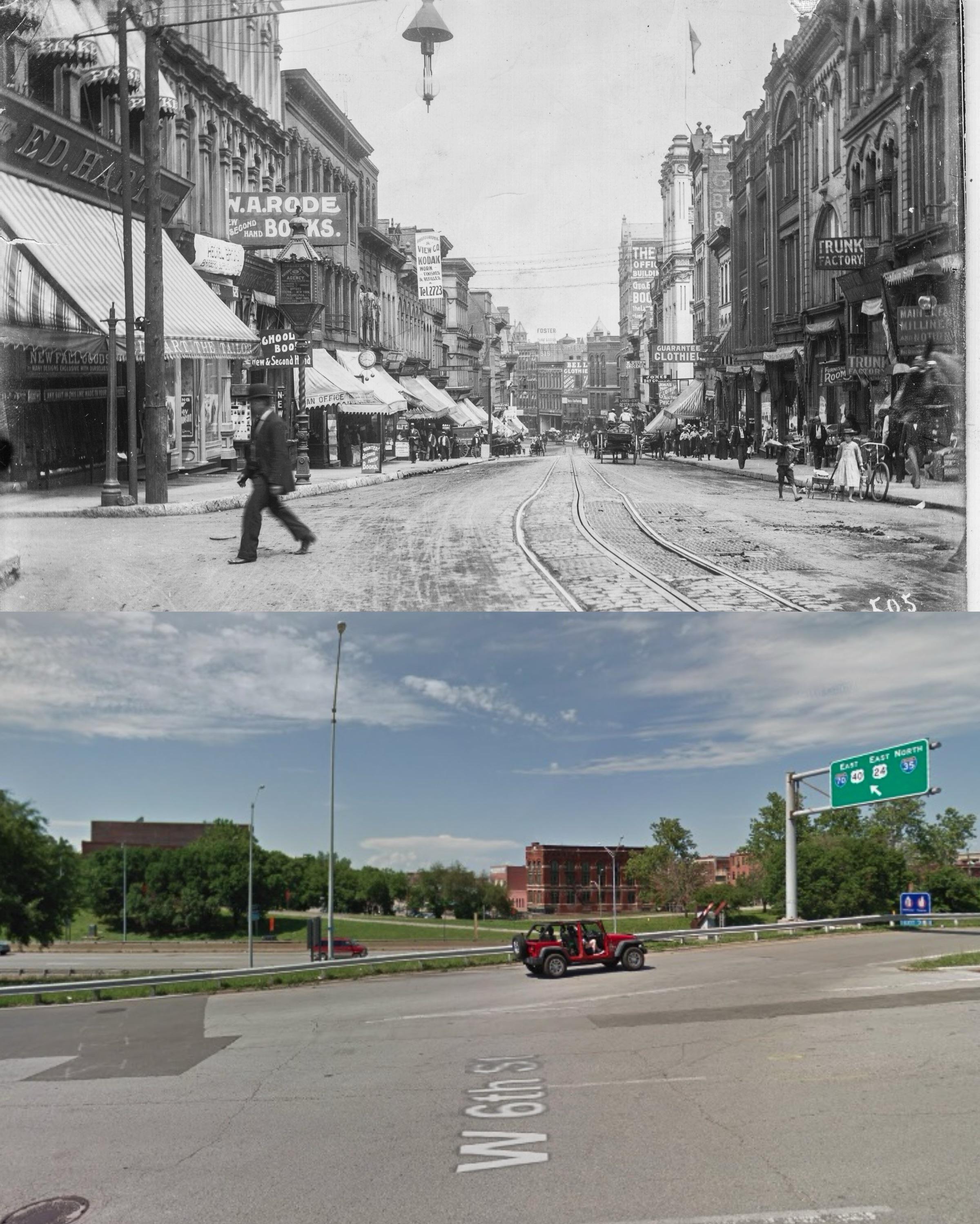 Then and Now (7th and Main, looking North) r/kansascity