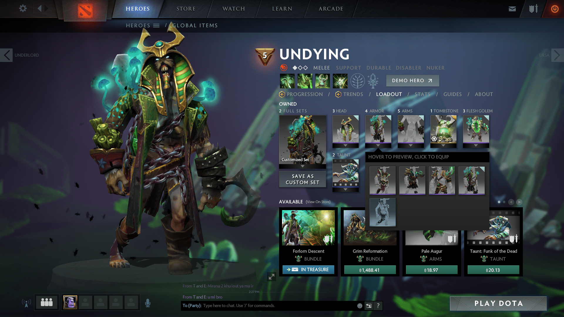 Undying is the MOST exclusive hero in Dota 2 Universe. Has 4 set, 3 of them are Exclusives, 1 of
