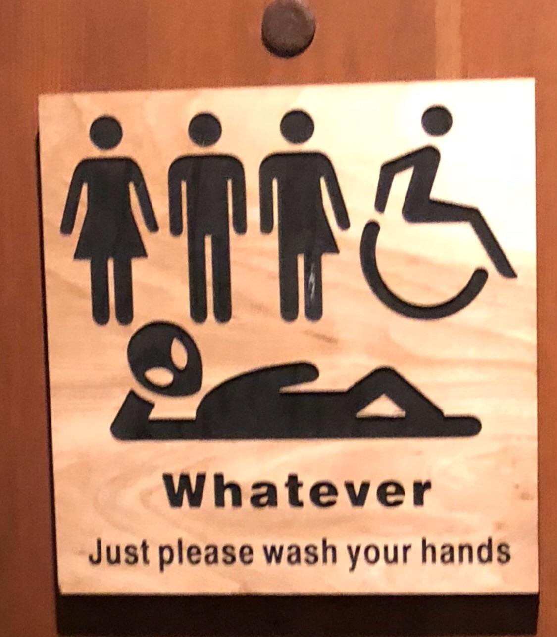 This restaurants bathroom sign. r/mildlyinteresting