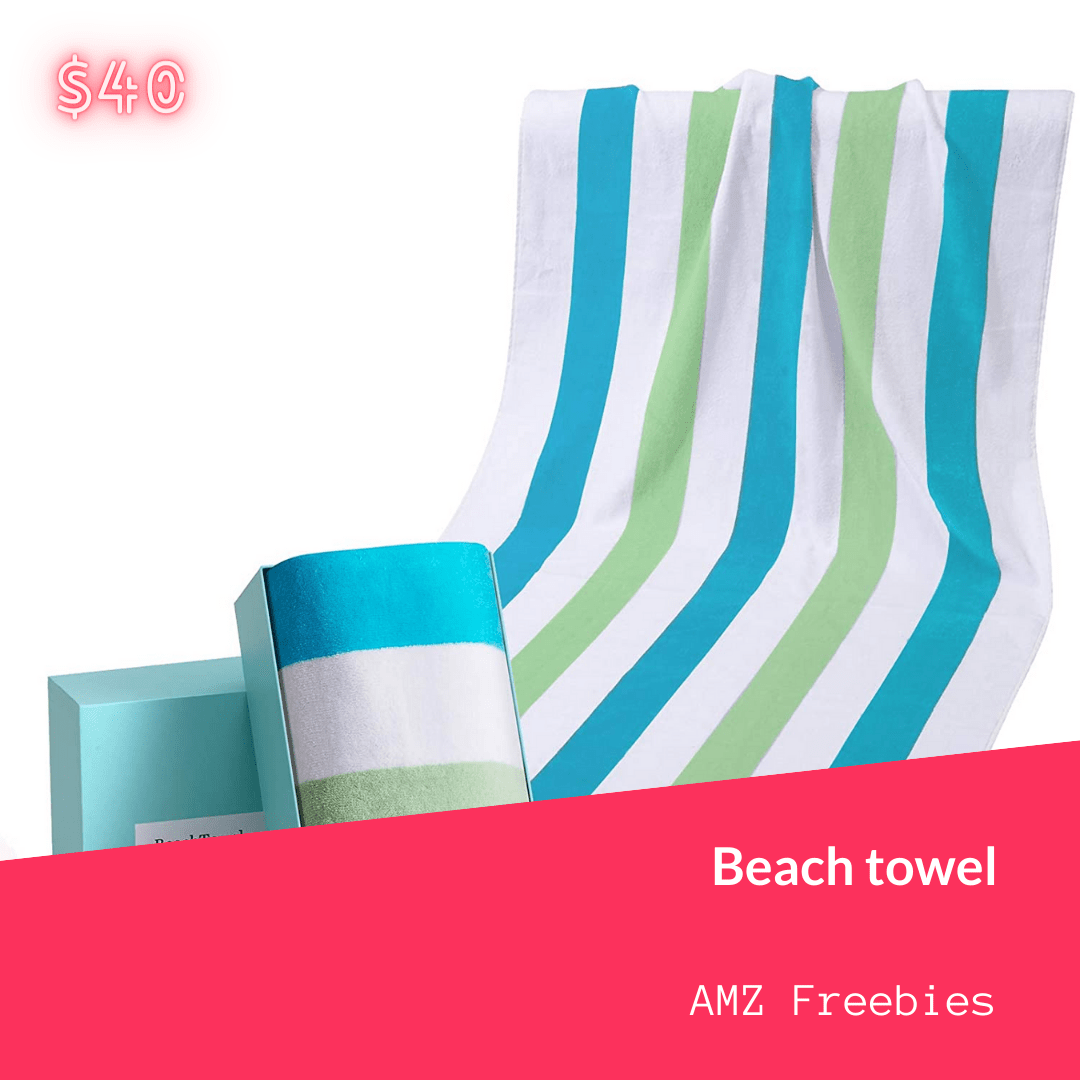 Cotton Beach Towel Oversized with Colorful Stripes, (30" x 60") 40. FREE for USA product