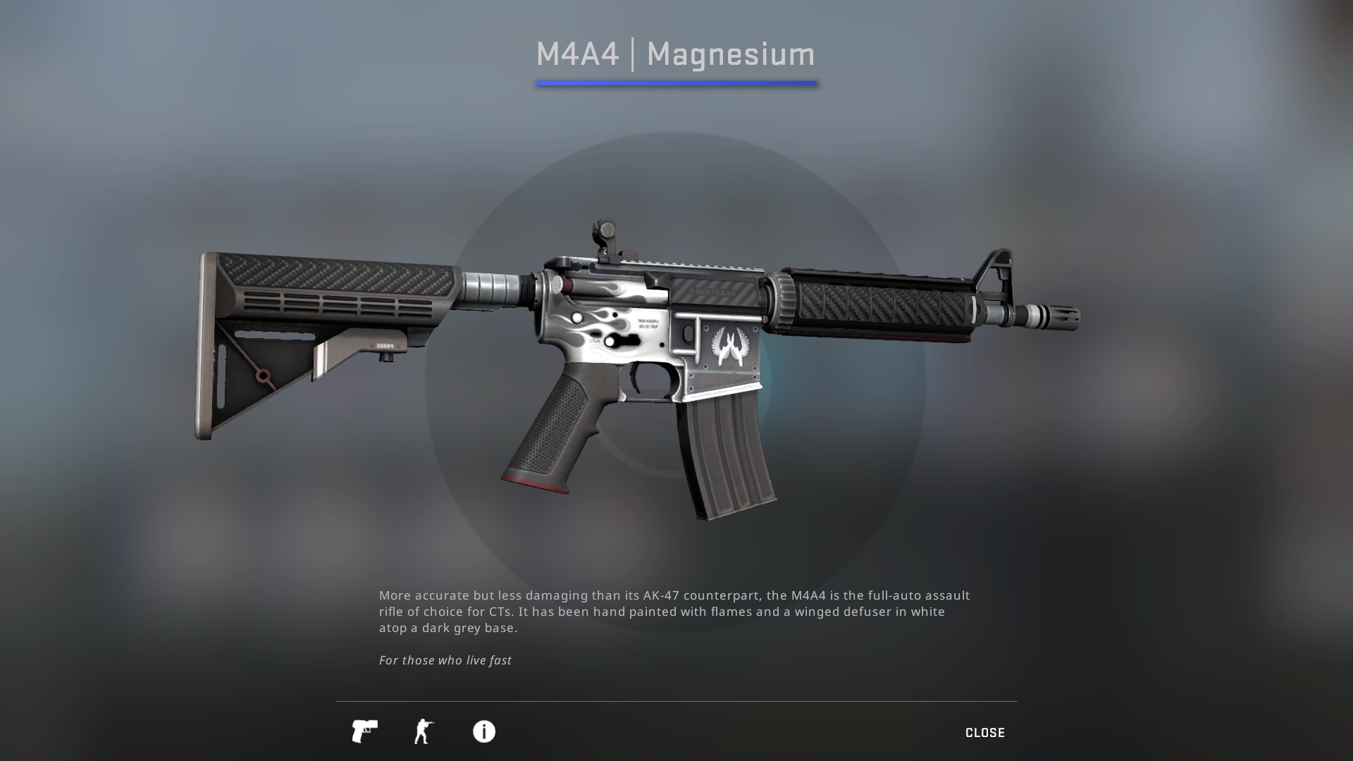 New M4A4 Magnesium skin is mirrored and is missing textures below the