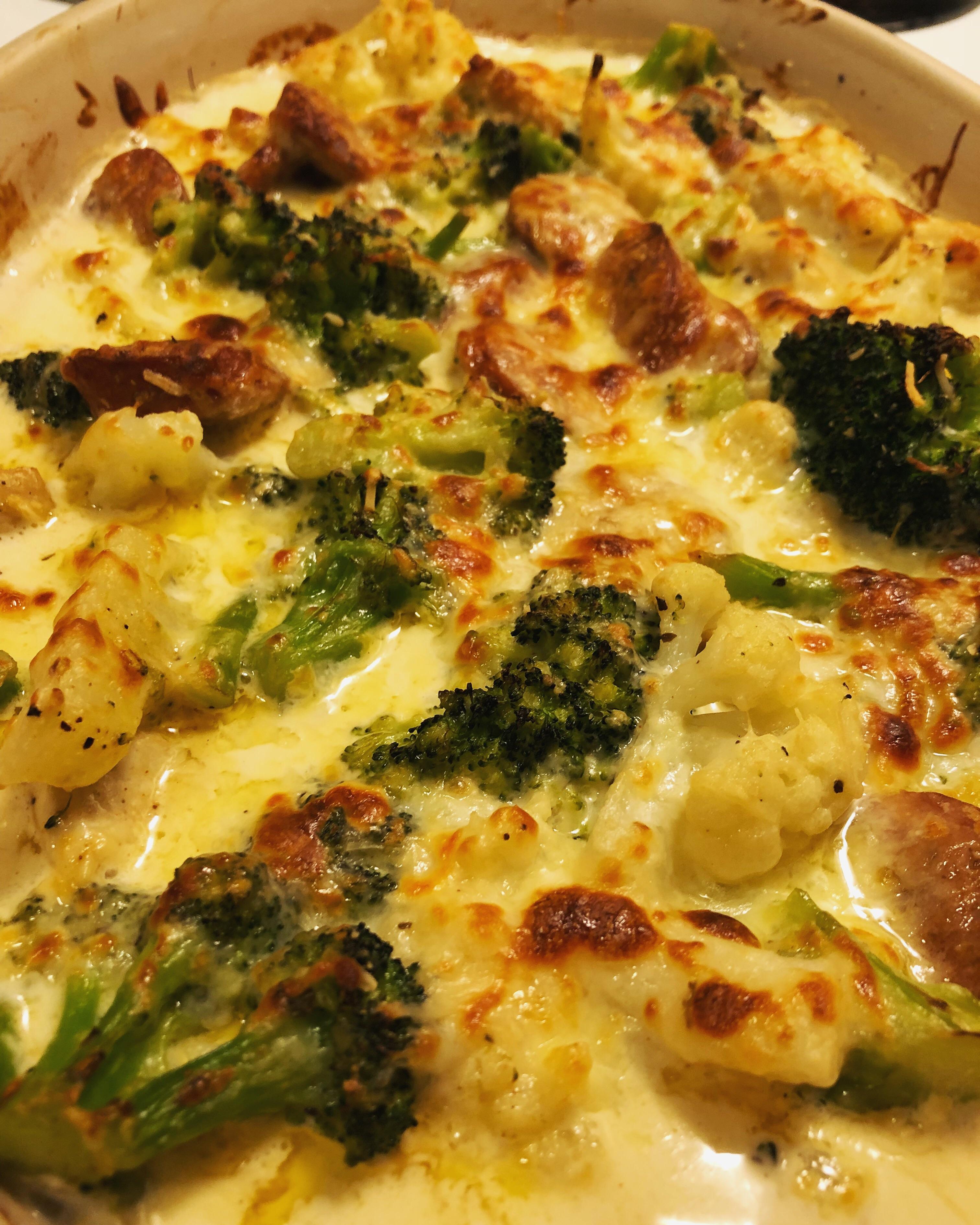 Cajun Sausage and Chicken Alfredo Bake r/Keto_Food