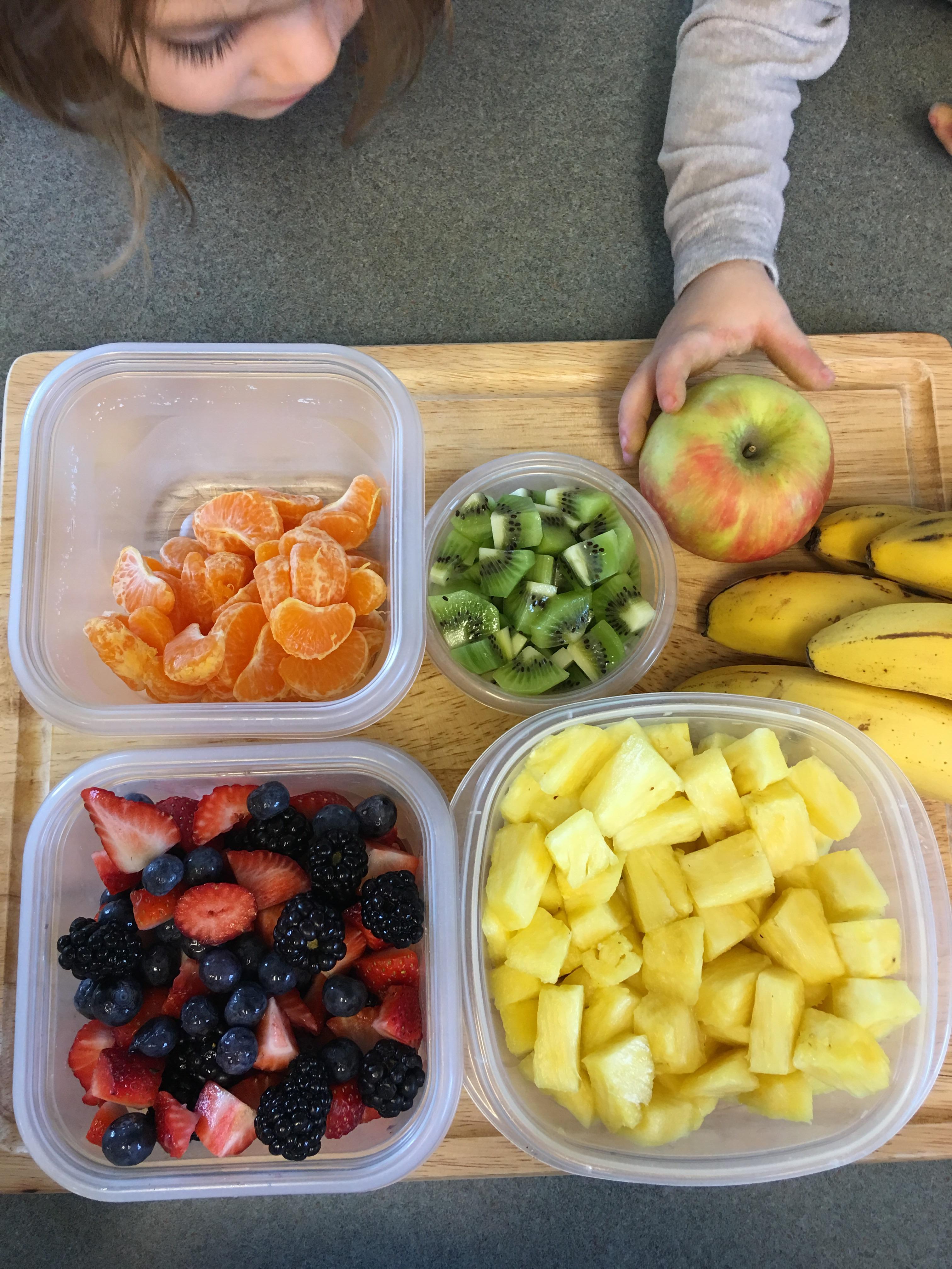 Prepped fruits for fruit salad breakfasts this week for the first time