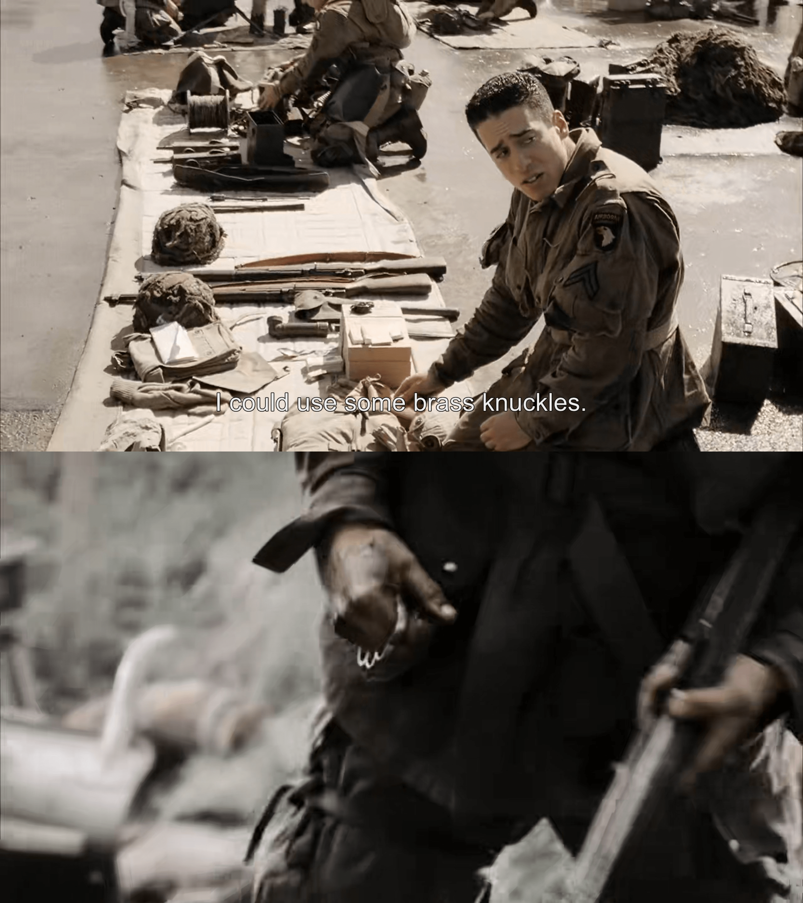 In Band of Brothers E01, Toye states that he could use some brass