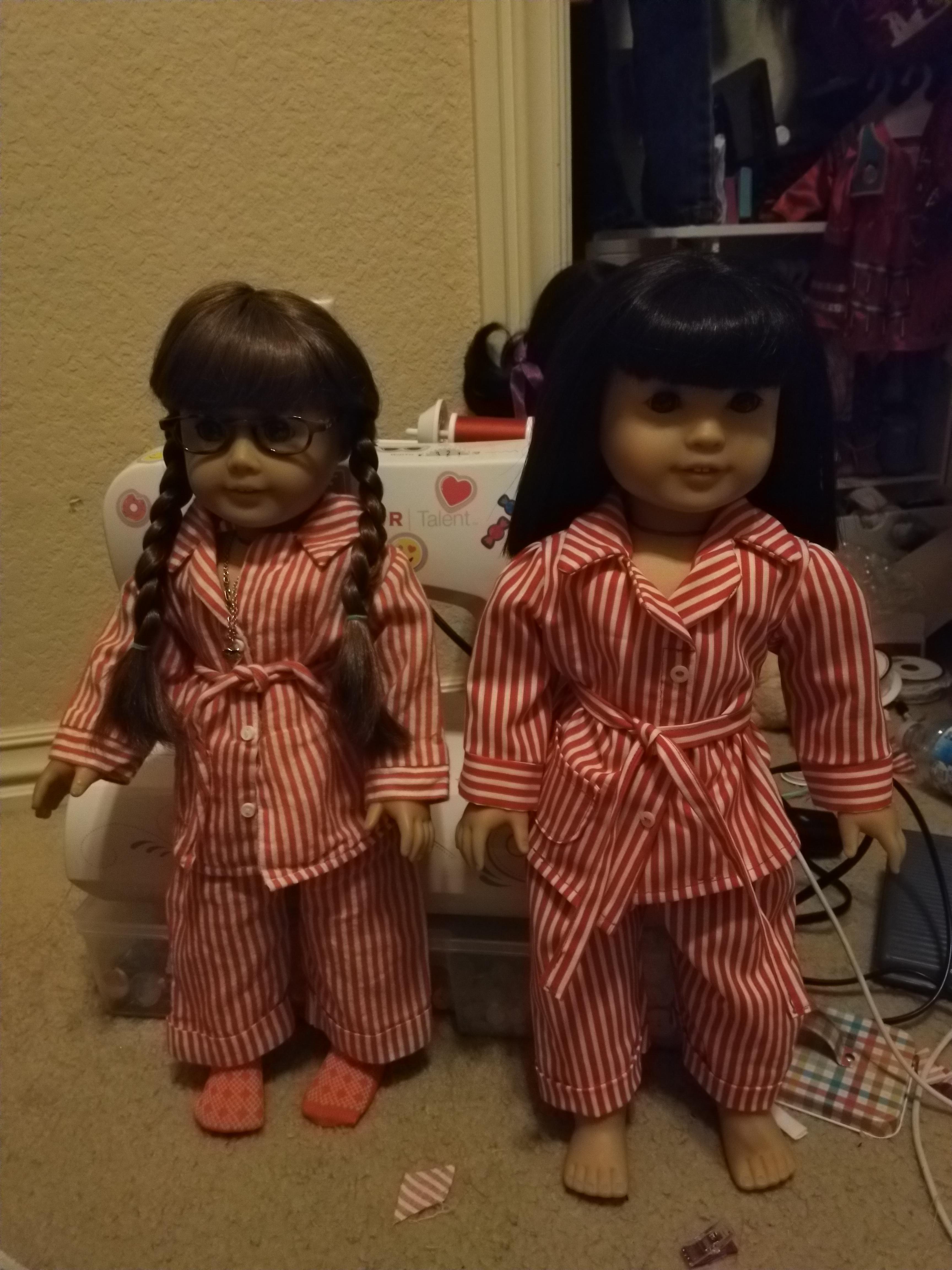 Left, Molly's original pajamas, Right,my copy I made today! This was an