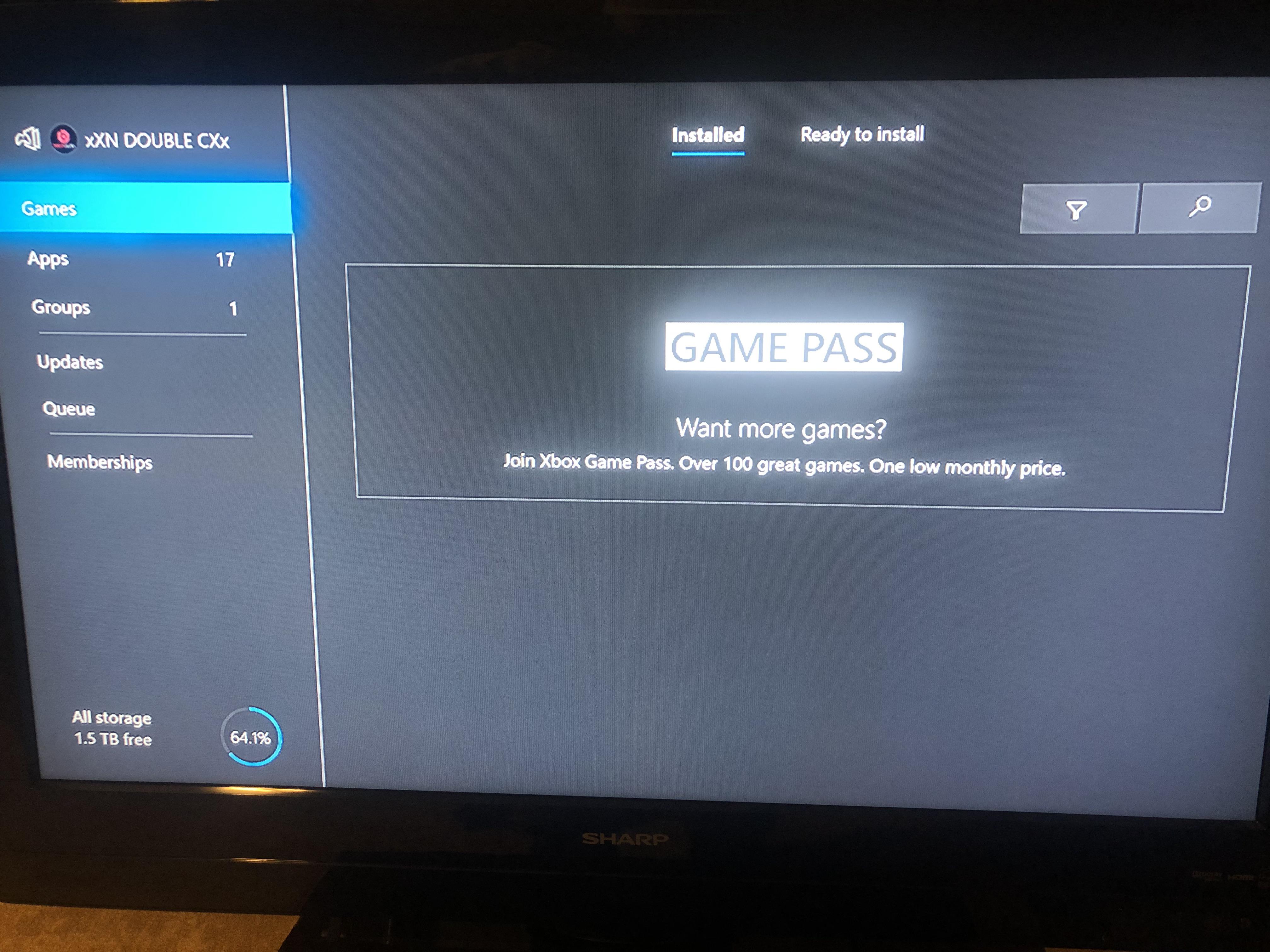 Xbox games won’t appear while offline please help Xbox_One_X