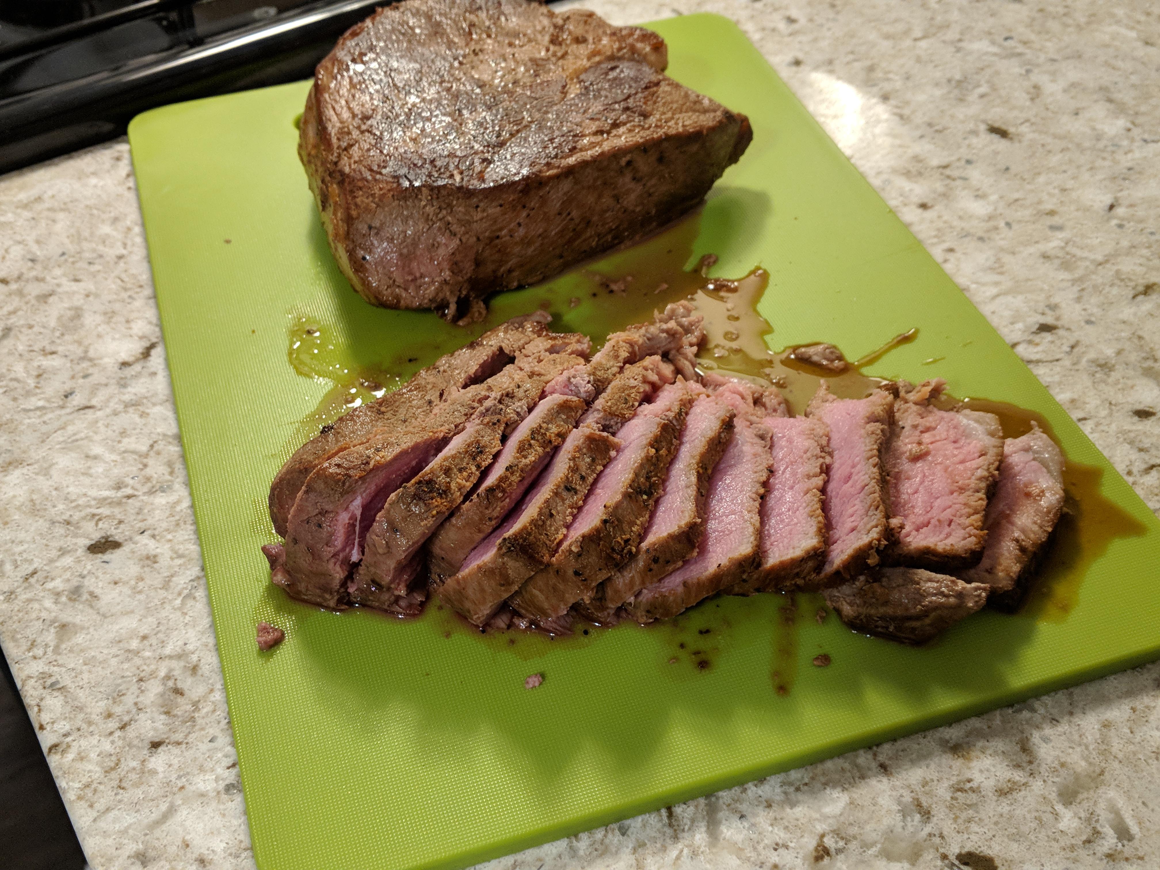 This was my first attempt at cooking steak, it turned out surprisingly