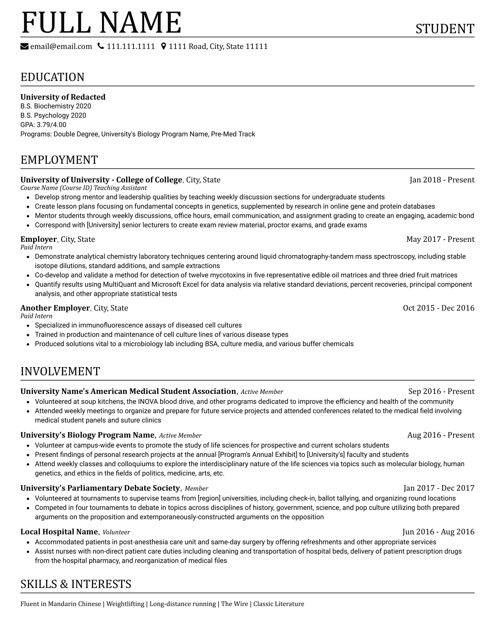 First time attempting to write a real resume. Sophomore in