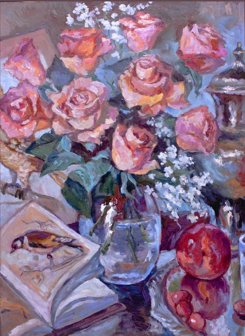 My oil painting. Roses. Oil on hardboard. 2022 r/infp