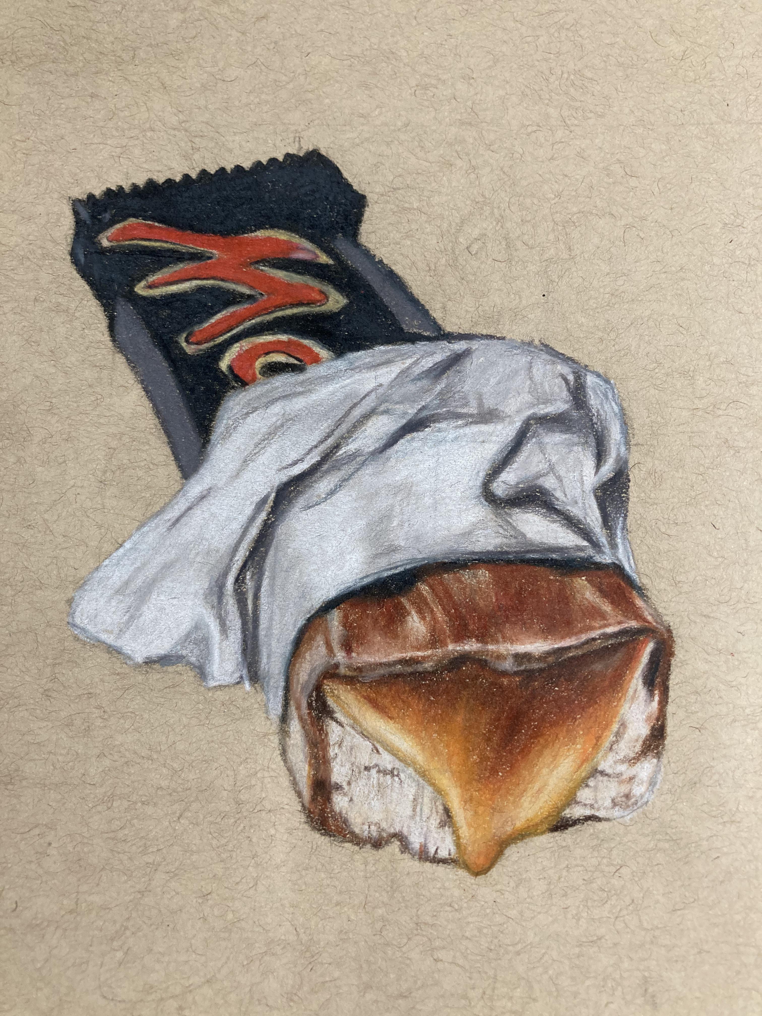 Mars bar drawing from a few months ago (5.5in. x 8in.) r/learnart