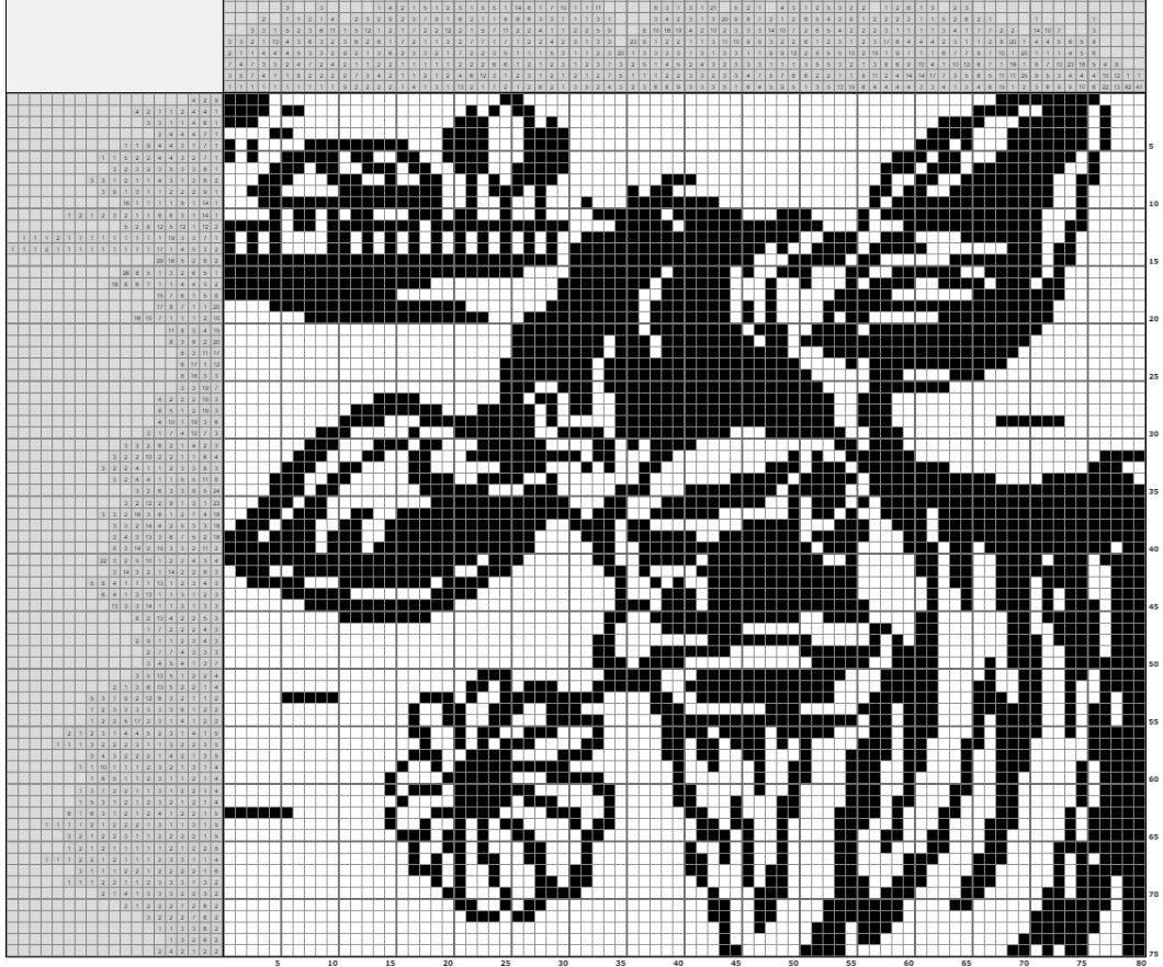 Not as big as my previous puzzle (80x75) but MUCH harder. That flower