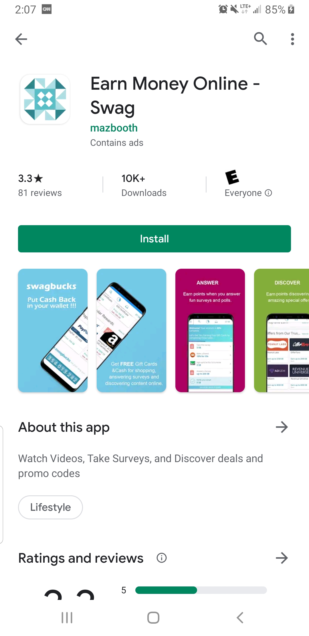 Bizarro fake Swagbucks app in Play Store r/SwagBucks