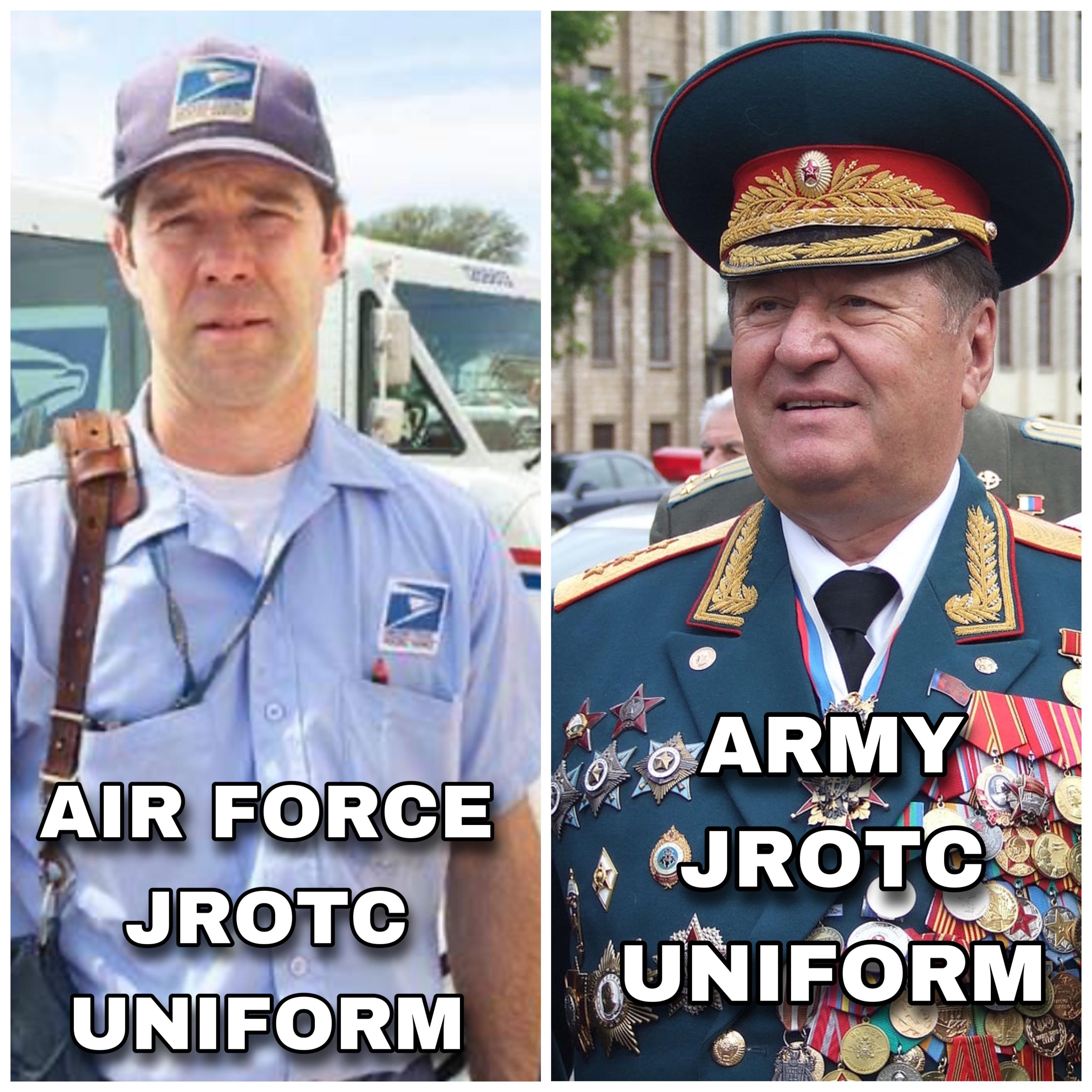 AFJROTC regs are strict, meanwhile I see Army cadets with like 15 tabs, 7 medals, 30 ribbons