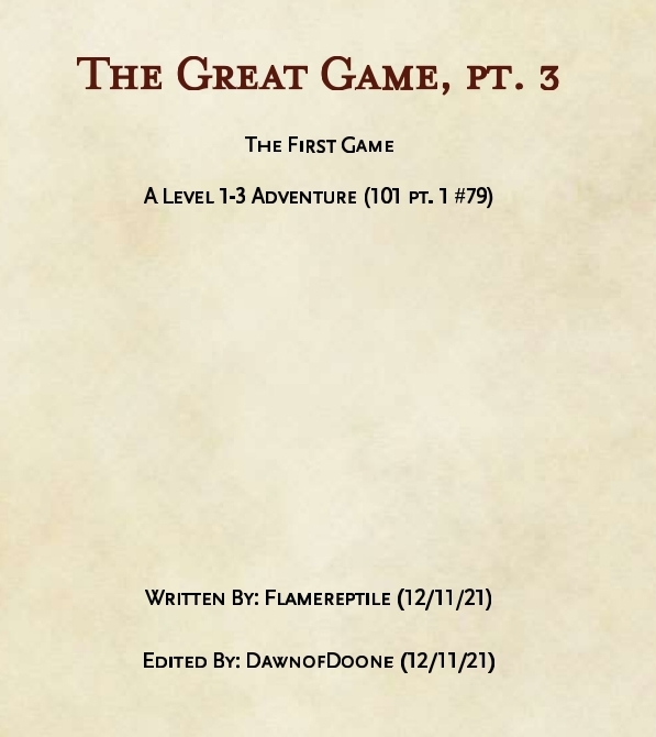 The Great Game Pt. 3 is here! r/DimeNovelAdventures