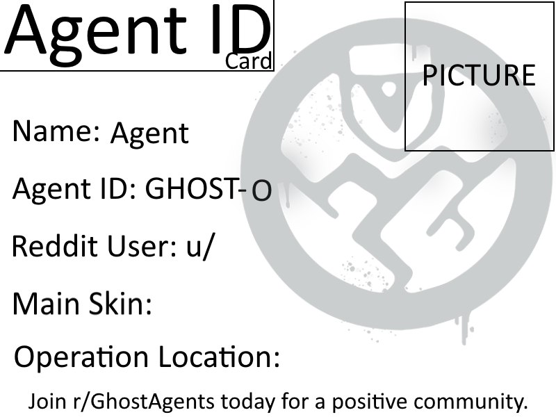Official Agent ID Card Template r/GhostAgents