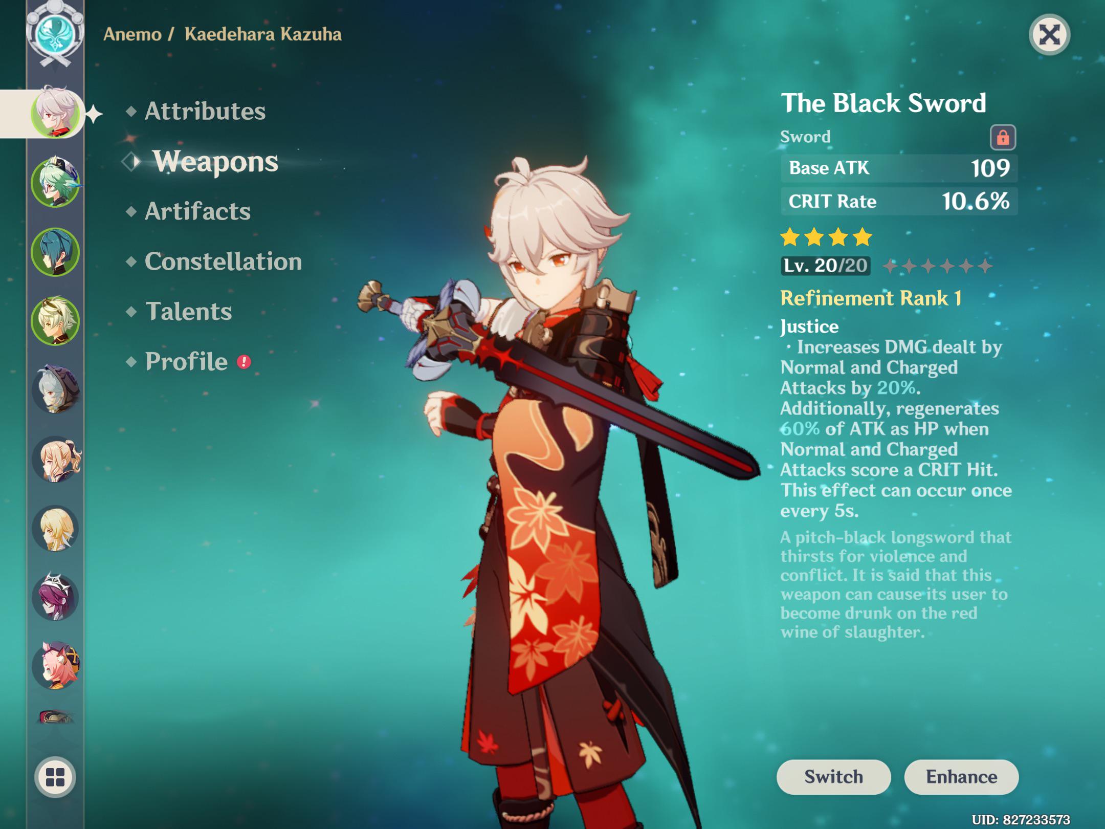 Finally brought the black sword for Kazuha because I love him too much