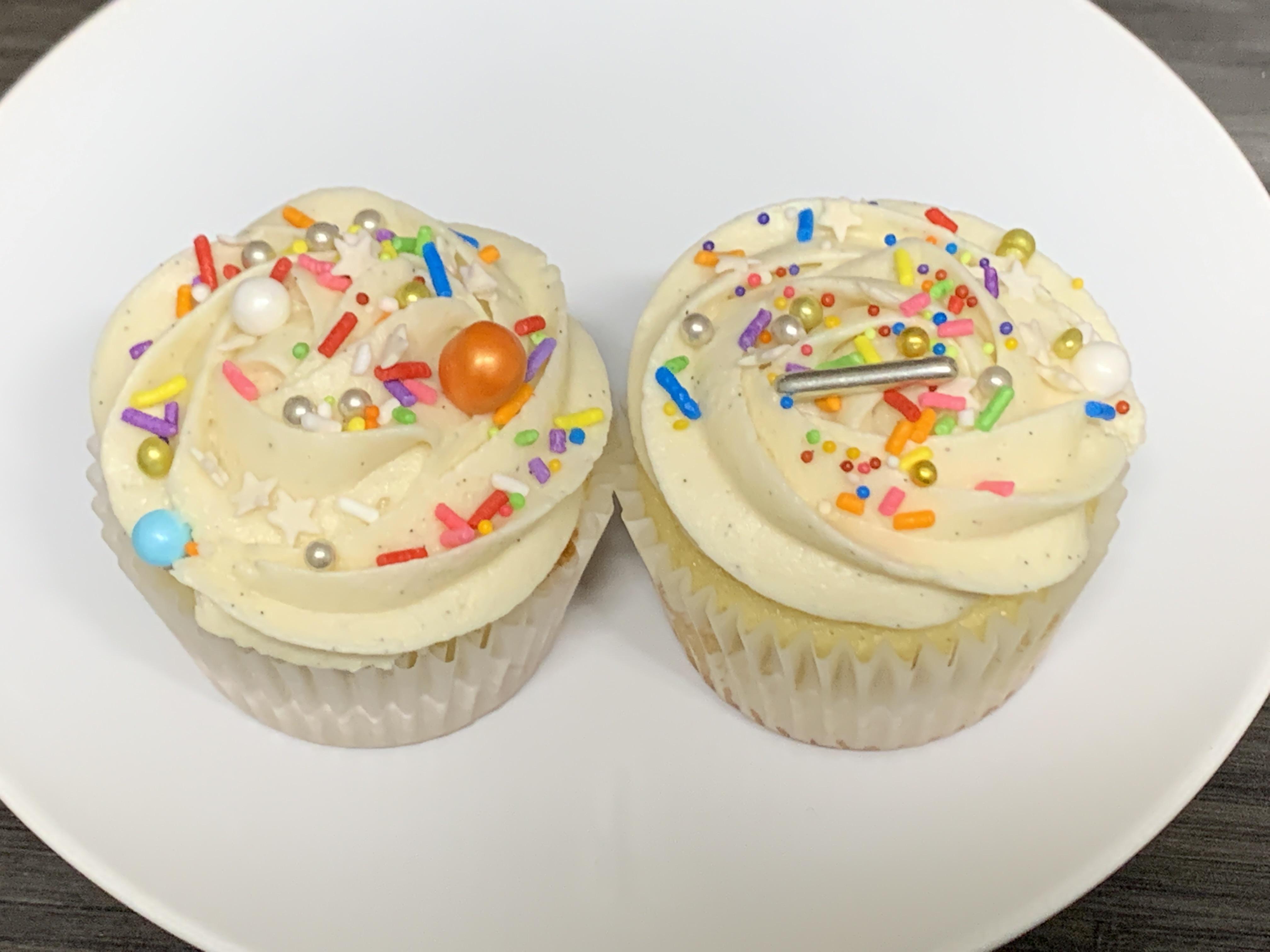 Vanilla almond cupcake with vanilla almond buttercream frosting. Life