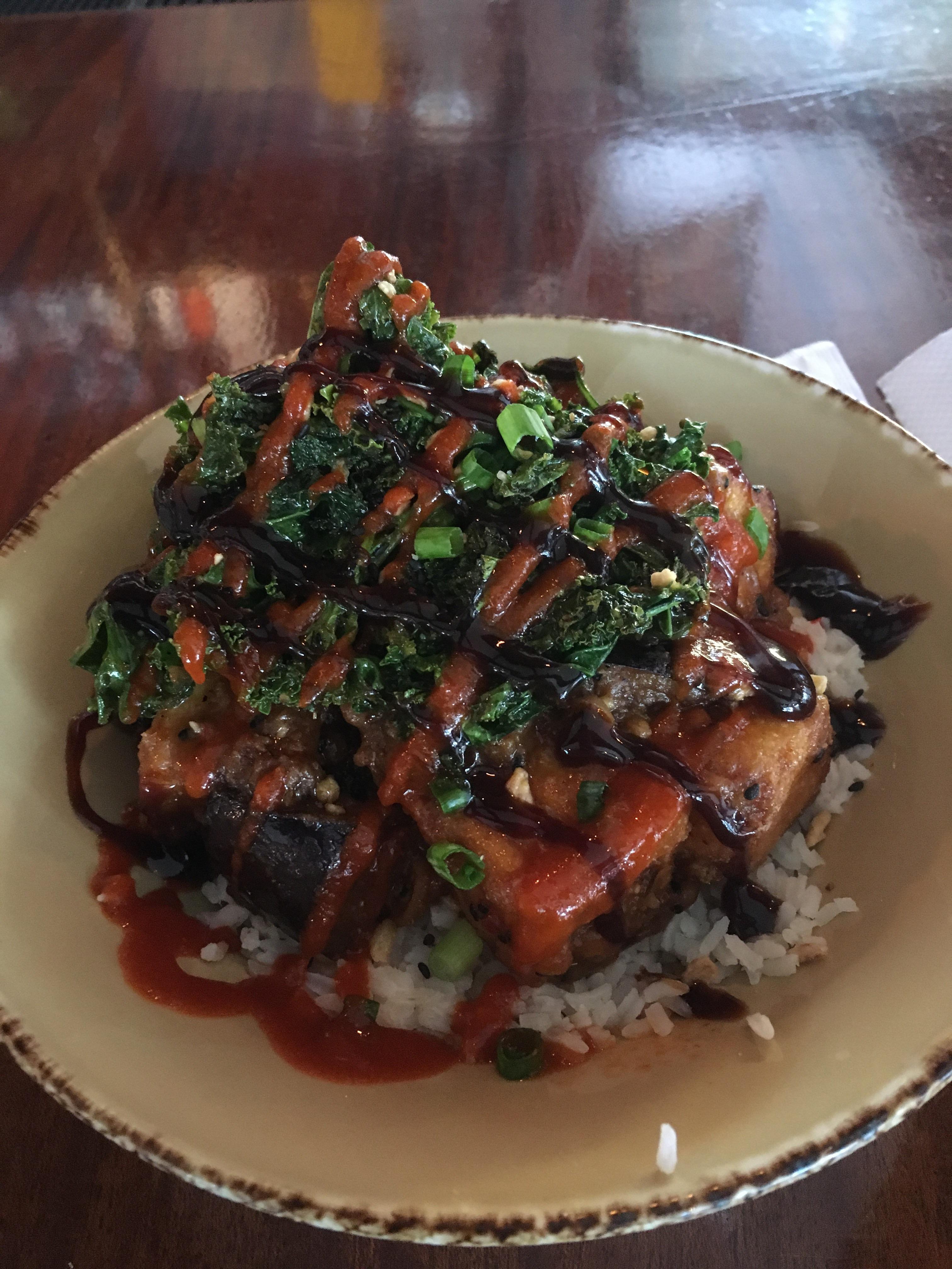 Eggplant tofu bowl from MoPho in New Orleans r/vegan