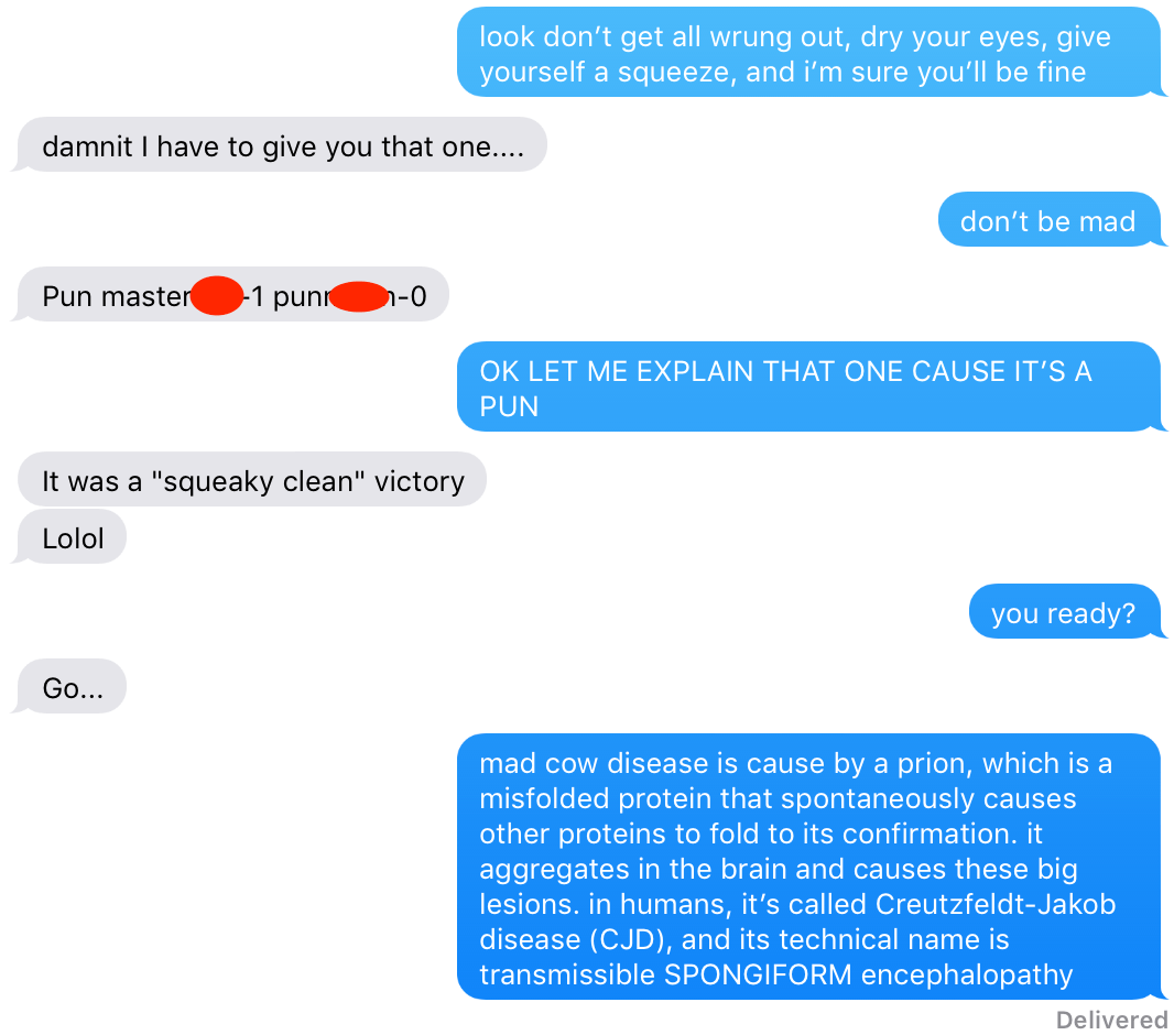 A friend and I were trading sponge puns... (Hint I really milked it