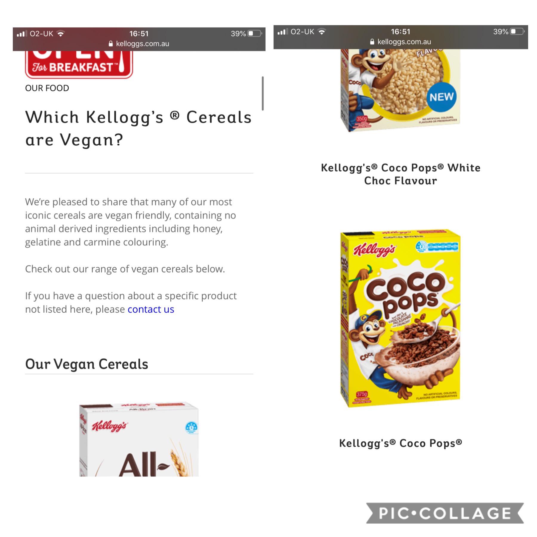 Kellogg’s Vegan cereals? I always thought coco pops weren’t vegan