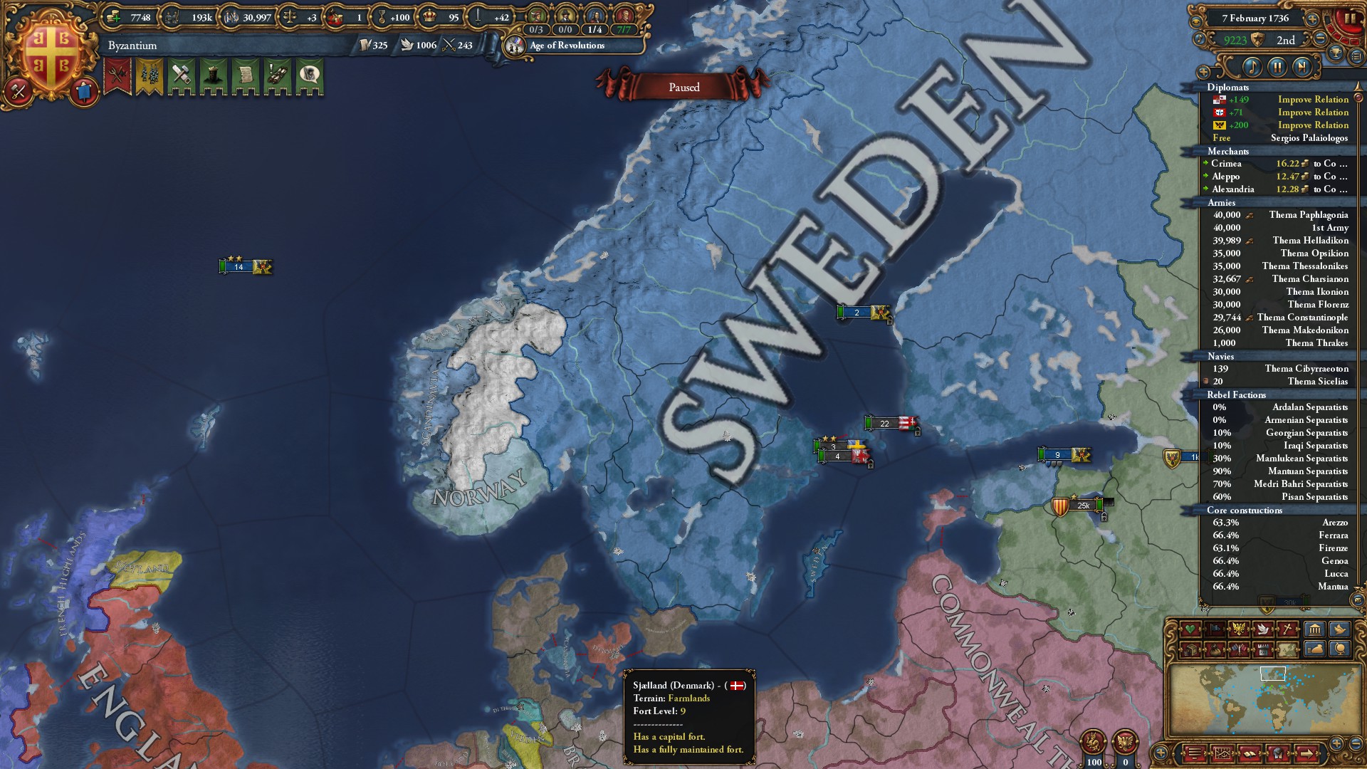 Sweden, Denmark, Norway and Scandinavia all exist in my game eu4