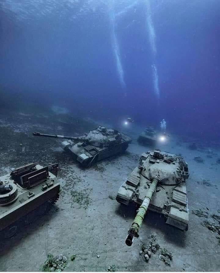 Military equipment and tanks abandoned underwater in Jordan r/pics