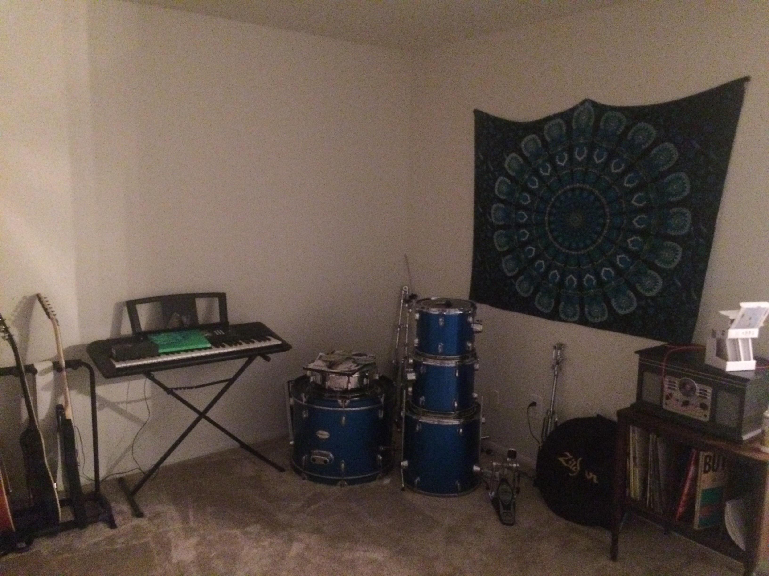 My roommate and I are both musicians. This is the ‘music corner ‘ of