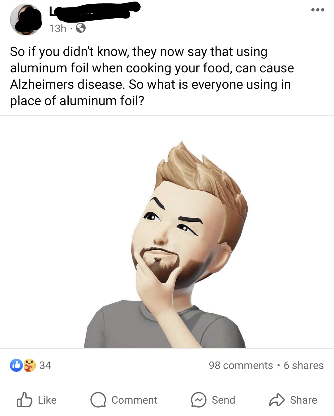 Aluminium foil apparently causes Alzheimer's disease r