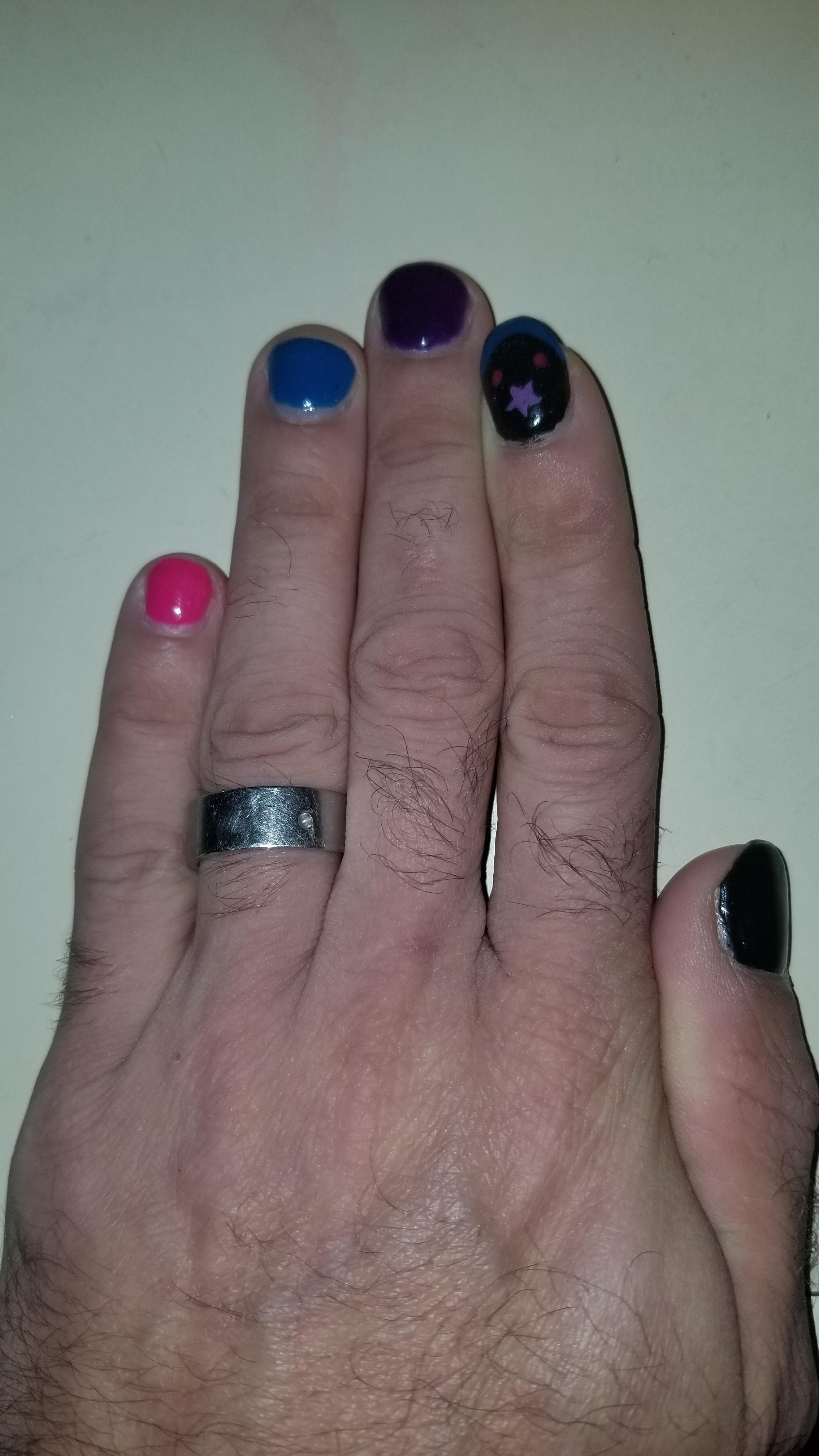 I paint my nails on one hand. I get a lot of crap being a guy and