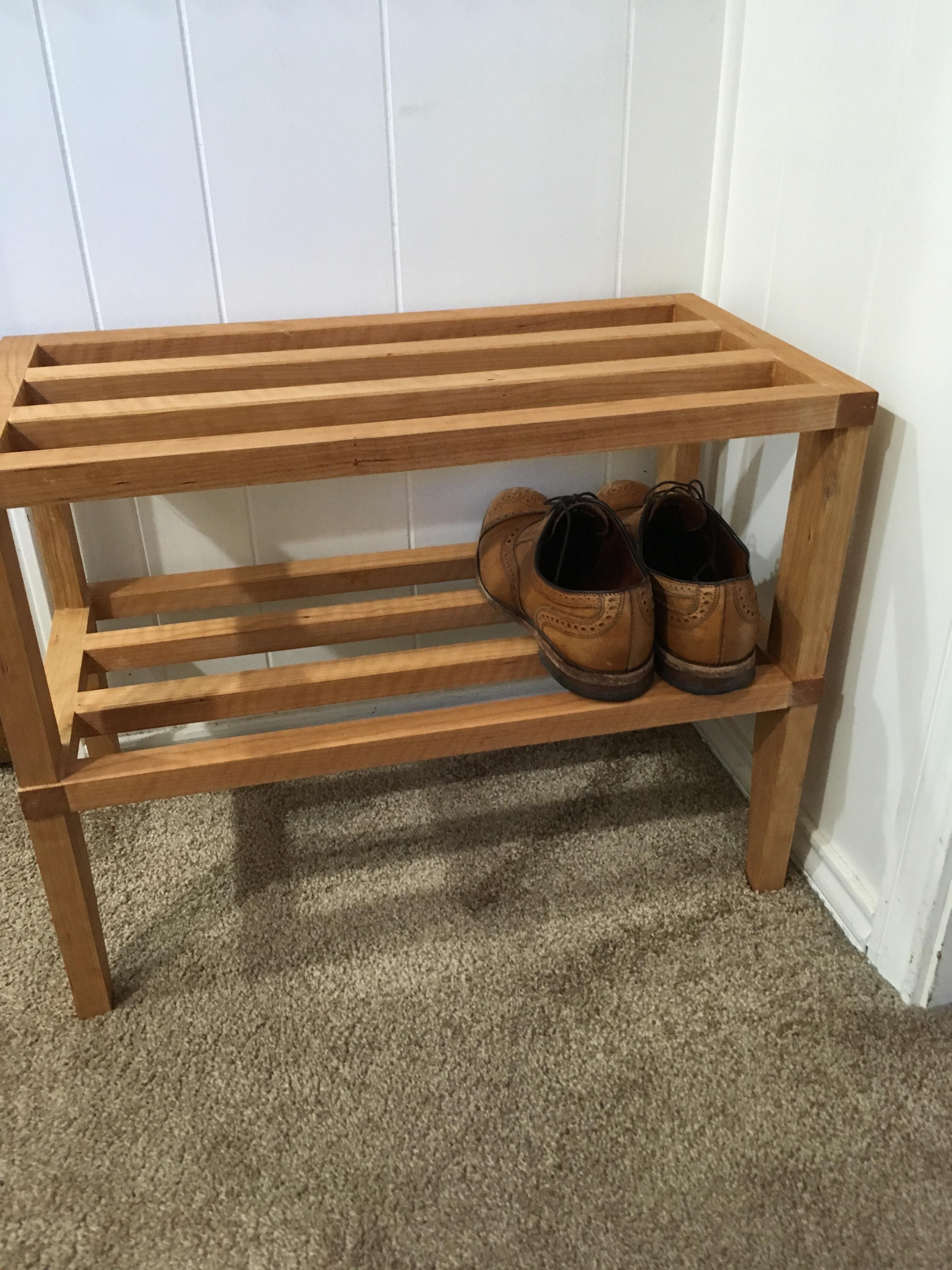 Latest project solid cherry shoe rack, finished with 111 pure tung